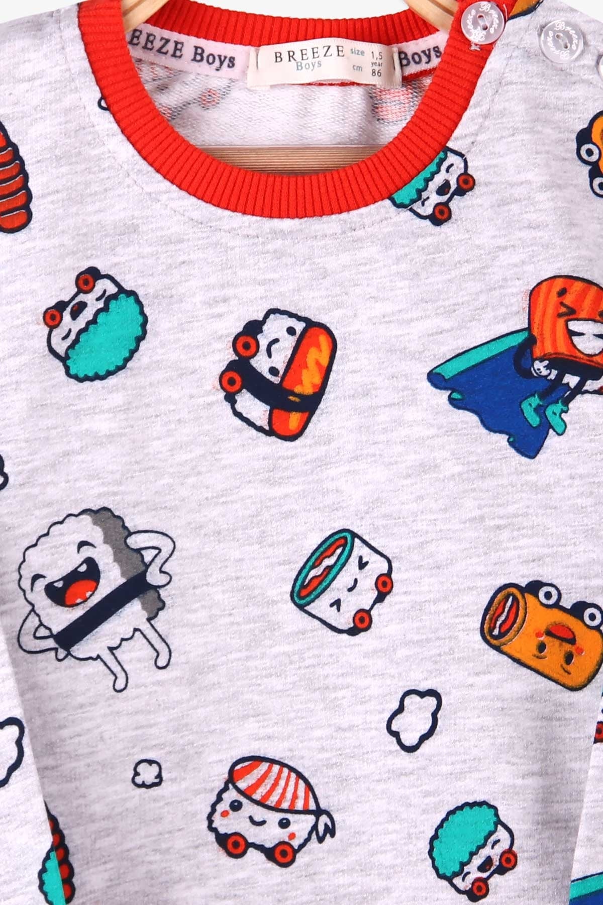 Breeze Erkek Bebek Sweatshirt Fast Food Baskılı Turuncu (1.5 Yaş)