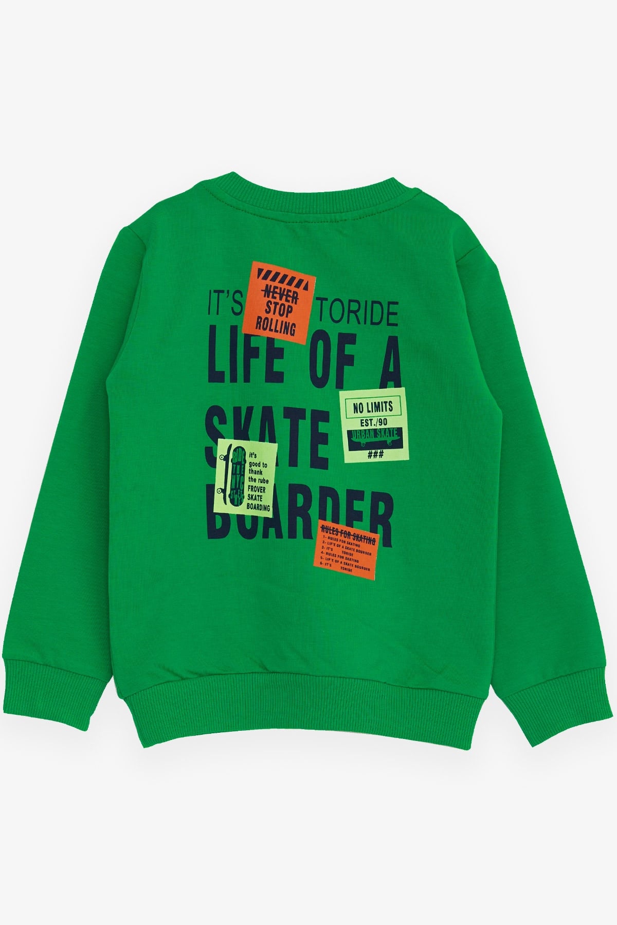 Breeze Erkek Bebek Sweatshirt Kaykaycı Baskılı Yeşil (9 Ay-3 Yaş)