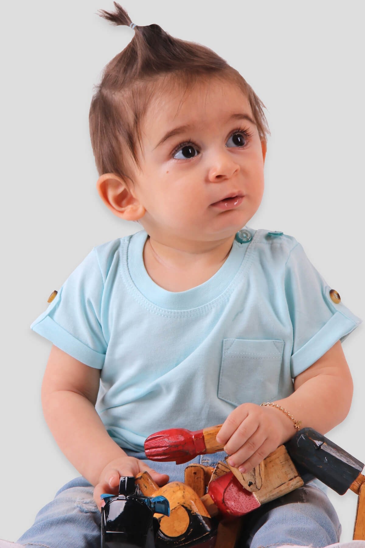 Breeze Erkek Bebek Tişört Cepli Basic Turkuaz (9 Ay-3 Yaş)