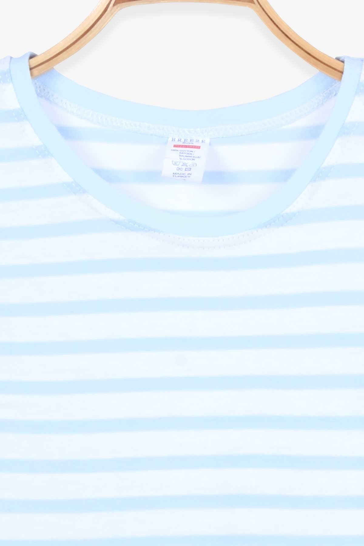 Breeze Erkek Bebek Tişört Çizgili Açık Mavi (9 Ay-3 Yaş)