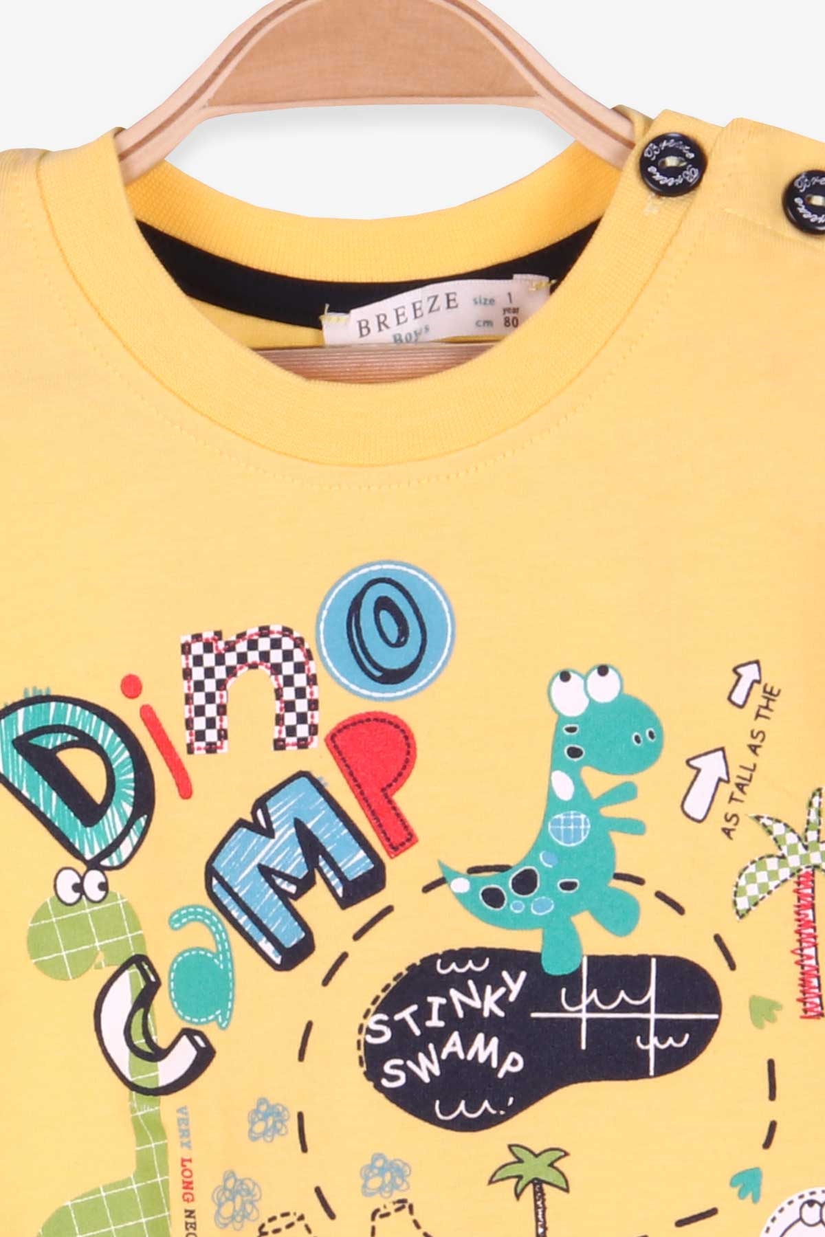 Breeze Erkek Bebek Tişört Dinozor Baskılı Sarı (9 Ay-3 Yaş)