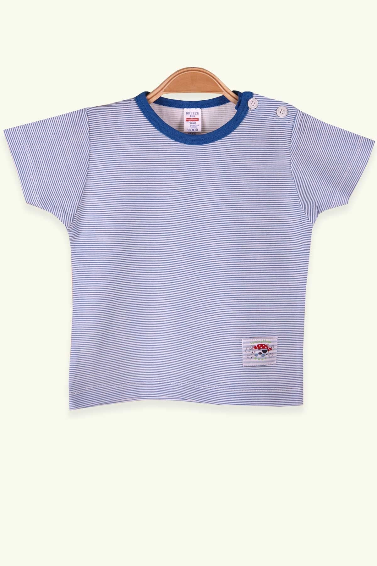 Breeze Erkek Bebek Tişört Patlı Çizgili Mavi (1-4 Yaş)