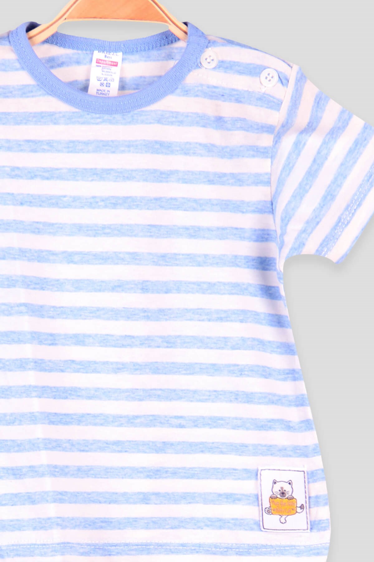 Breeze Erkek Bebek Tişört Patlı Çizgili  Mavi (1-4 Yaş)