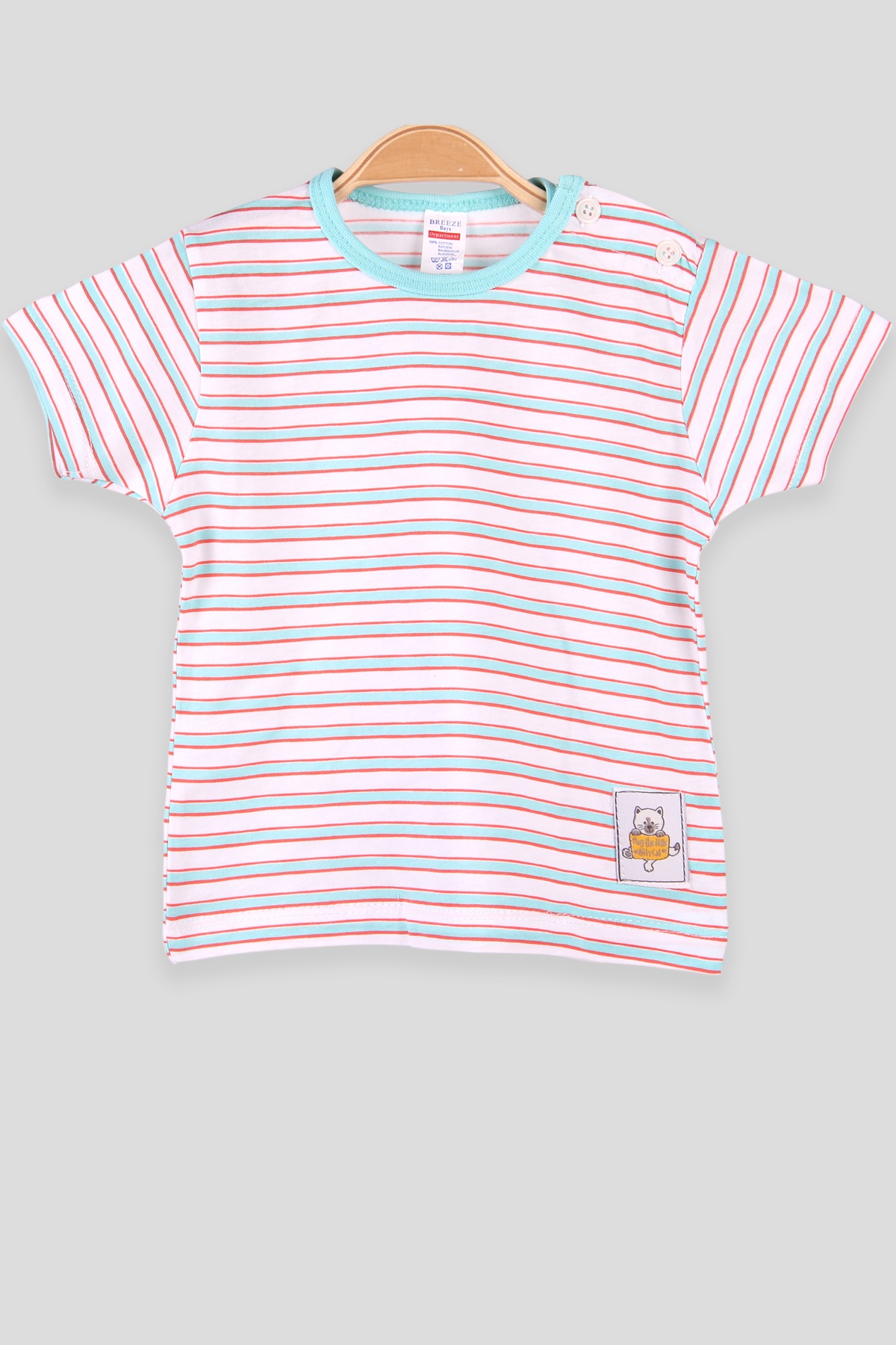 Breeze Erkek Bebek Tişört Patlı Çizgili Yeşil (1-4 Yaş)