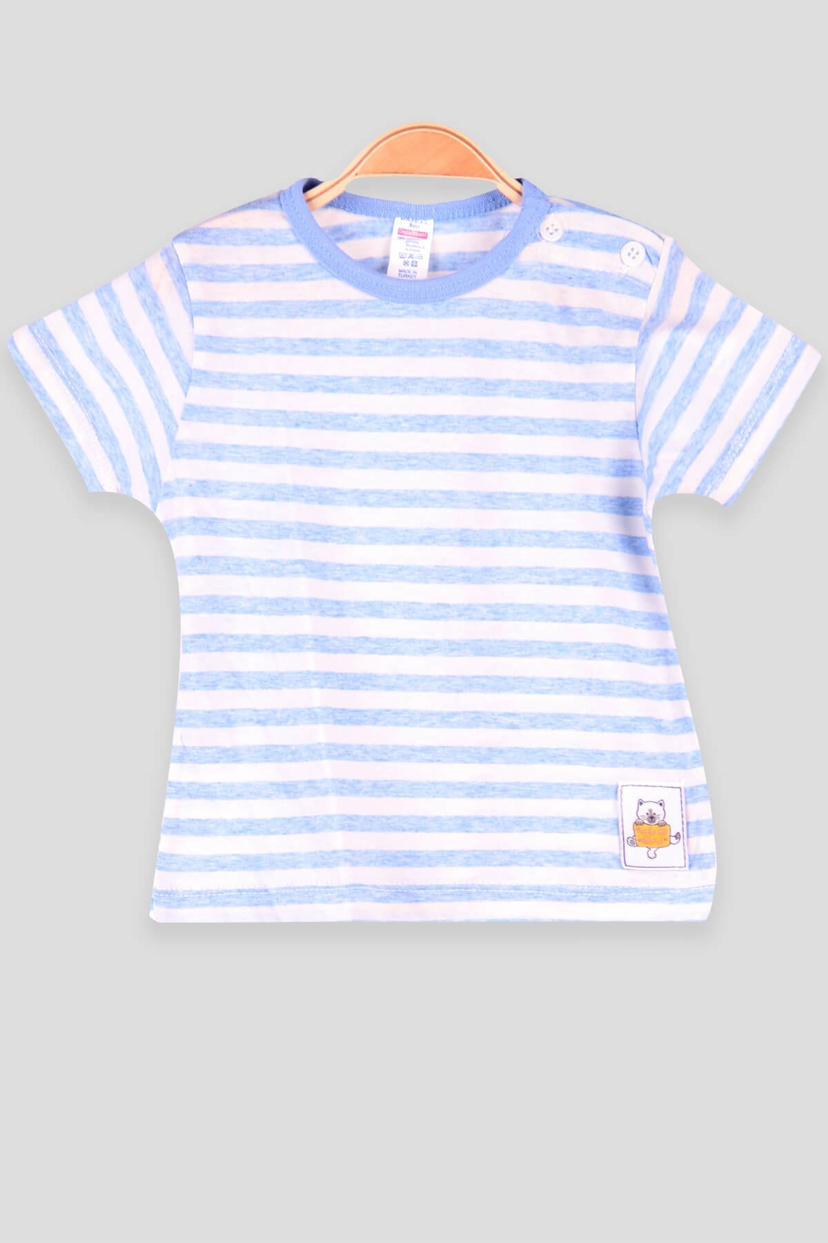 Breeze Erkek Bebek Tişört Patlı Çizgili  Mavi (1-4 Yaş)