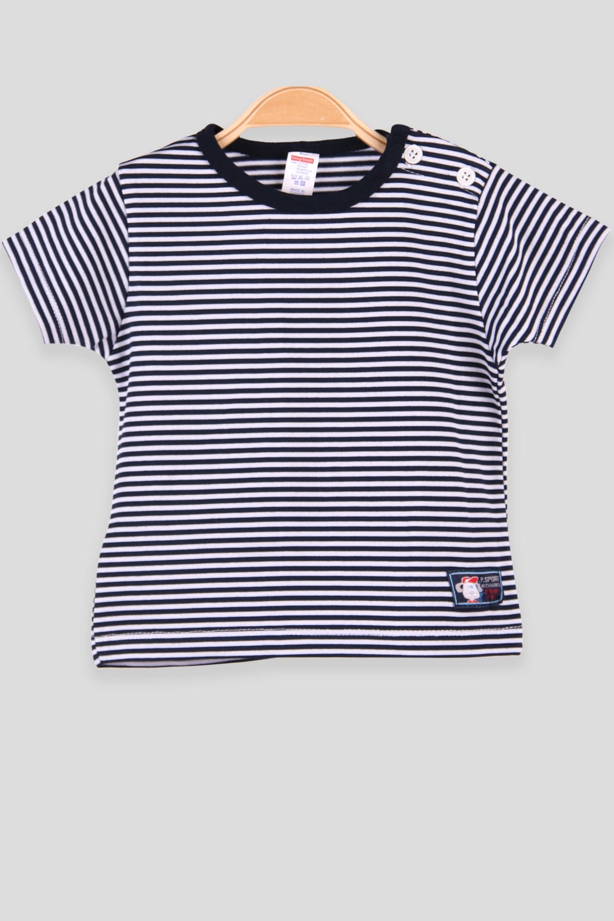 Breeze Erkek Bebek Tişört Patlı Çizgili Lacivert (1-4 Yaş)