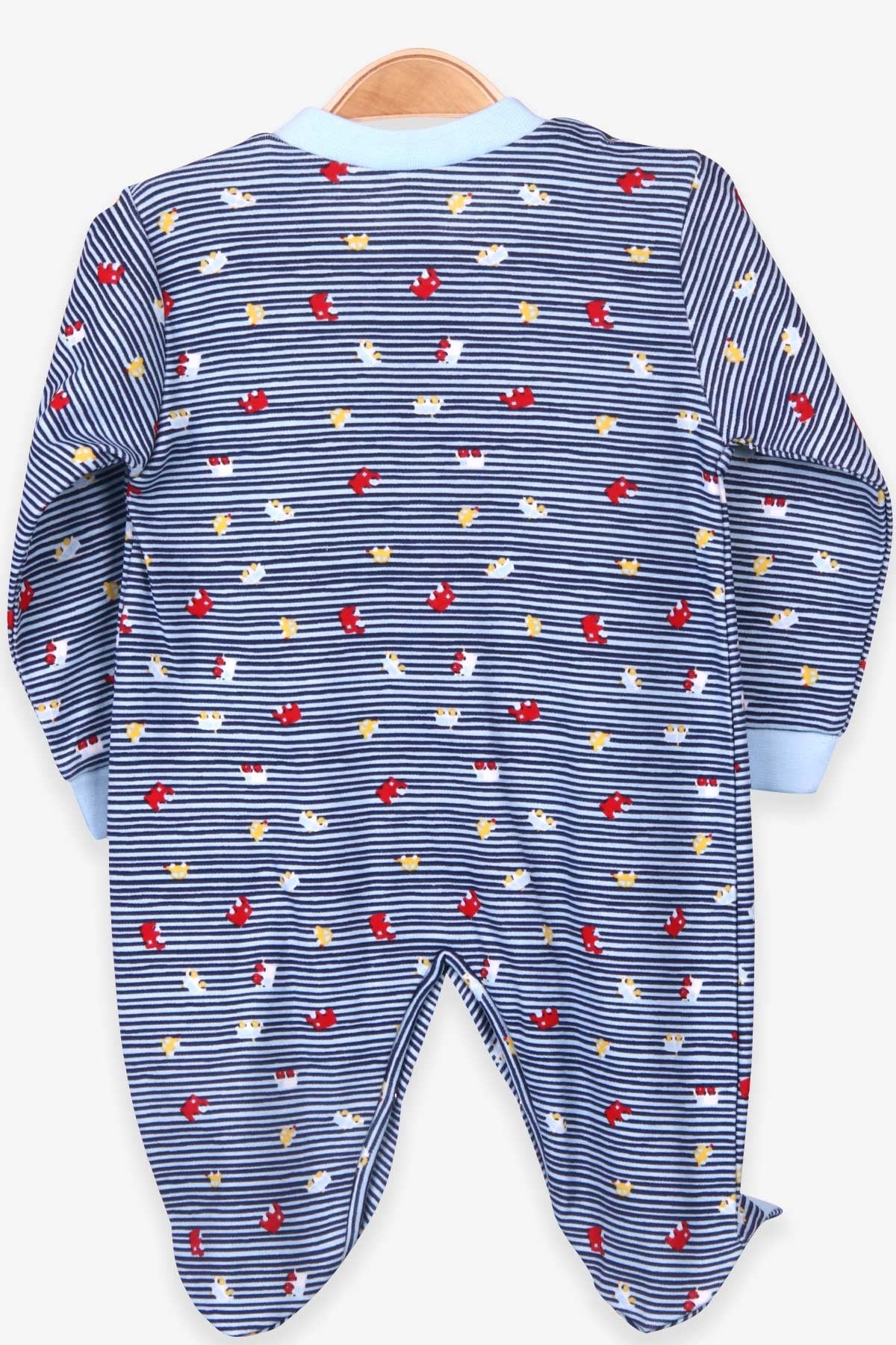 Breeze Erkek Bebek Tulum Araba Baskılı Şapkalı Set Bebe Mavisi (0-3-6 Ay)