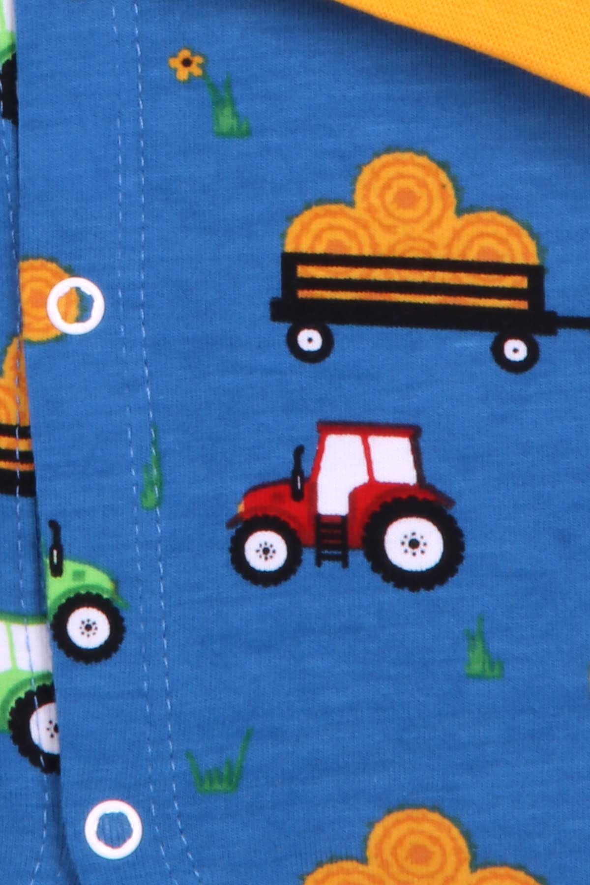 Breeze Erkek Bebek Tulum Araba Desenli Şapkalı Set Mavi (0-3 Ay-6 Ay)