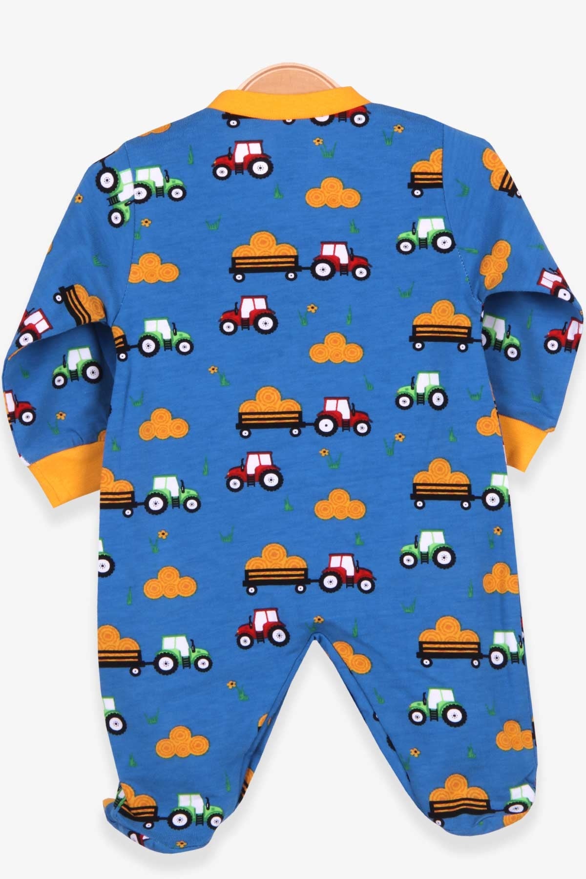 Breeze Erkek Bebek Tulum Araba Desenli Şapkalı Set Mavi (0-3 Ay-6 Ay)