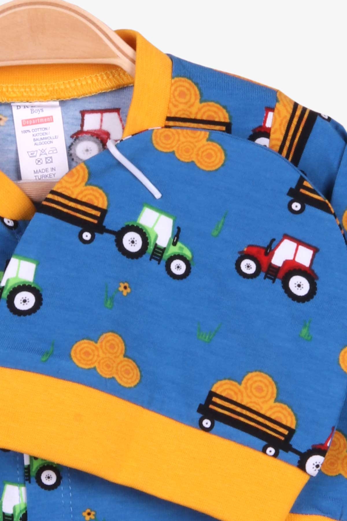 Breeze Erkek Bebek Tulum Araba Desenli Şapkalı Set Mavi (0-3 Ay-6 Ay)