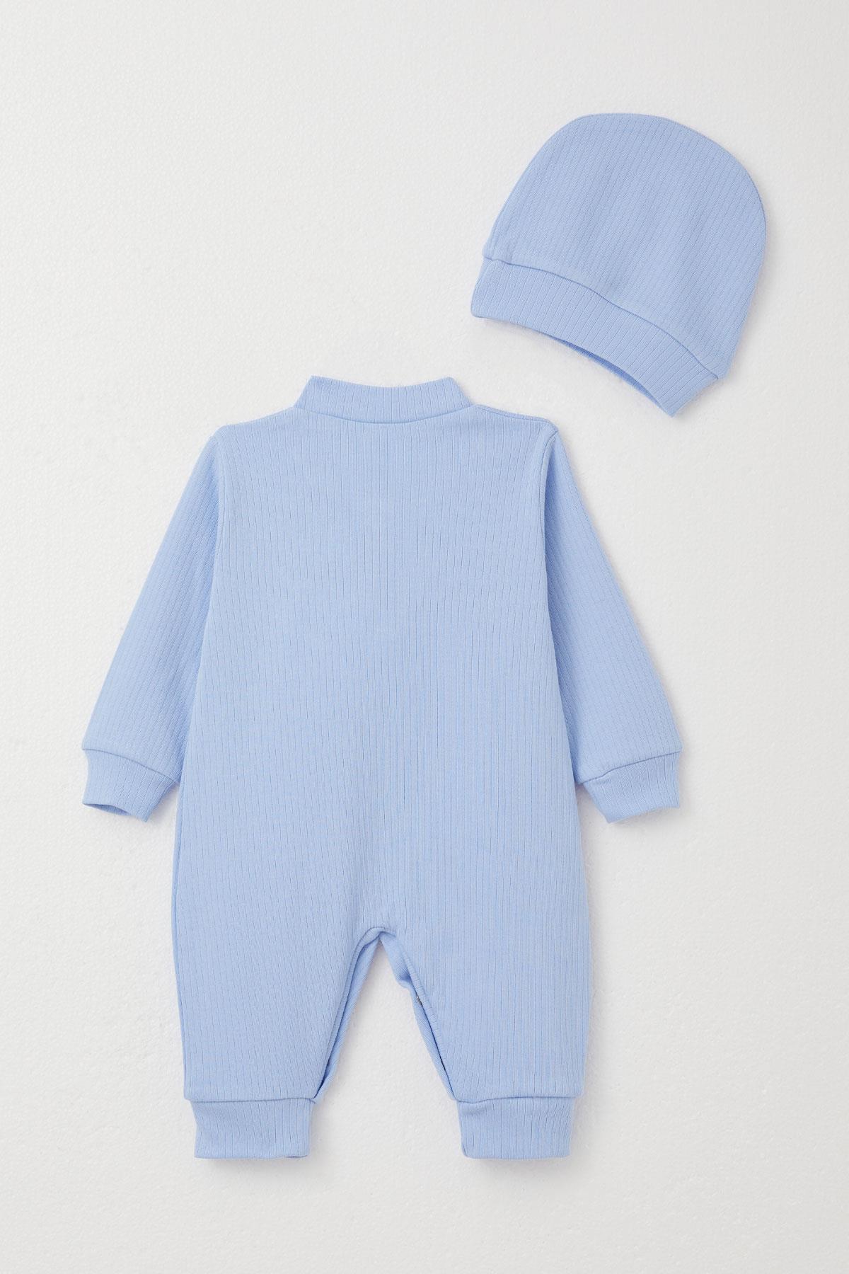Breeze Erkek Bebek Tulum Araba Nakışlı Açık Mavi (0-6 Ay)