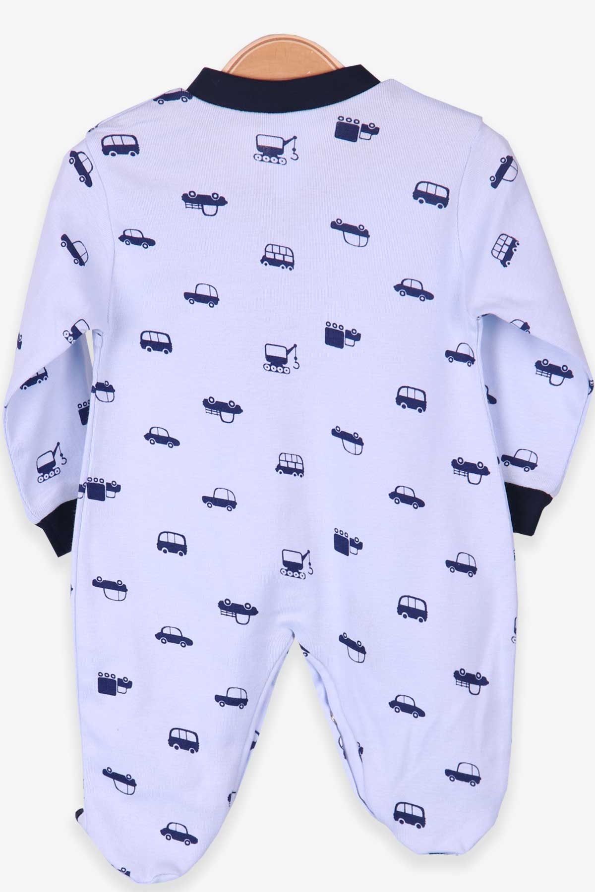 Breeze Erkek Bebek Tulum Arabalı Şapkalı Set Bebe Mavisi (0-3 Ay-4 Ay)