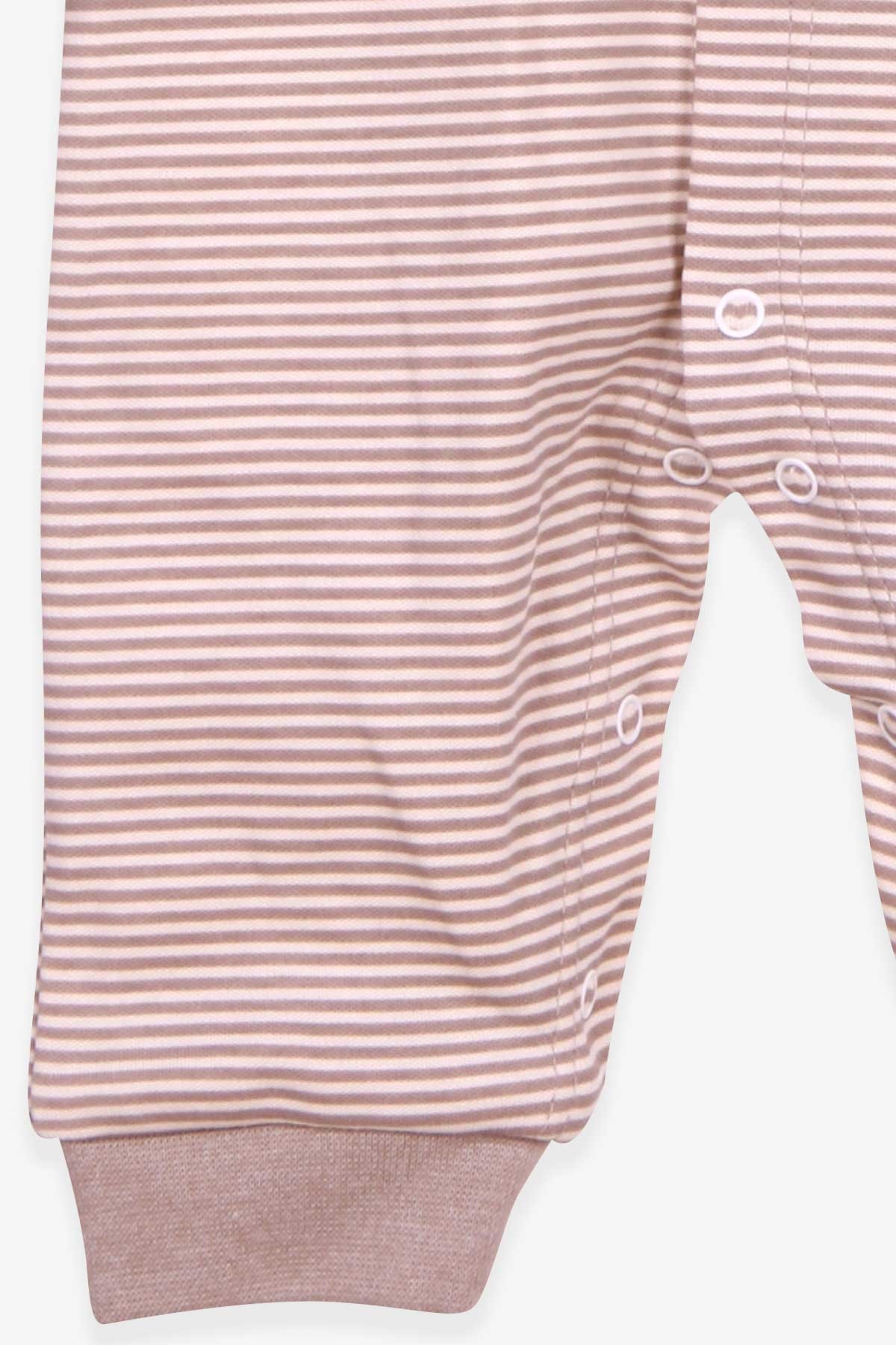 Breeze Erkek Bebek Tulum Aslan Nakışlı Şapkalı Set Açık Kahverengi (0-3-6 Ay)
