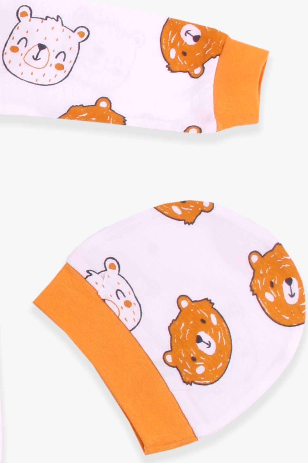 Breeze Erkek Bebek Tulum Ayıcık Desenli Ekru (0-3 Ay-6 Ay)