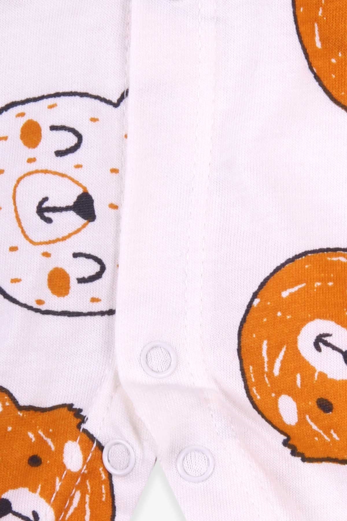 Breeze Erkek Bebek Tulum Ayıcık Desenli Ekru (0-3 Ay-6 Ay)