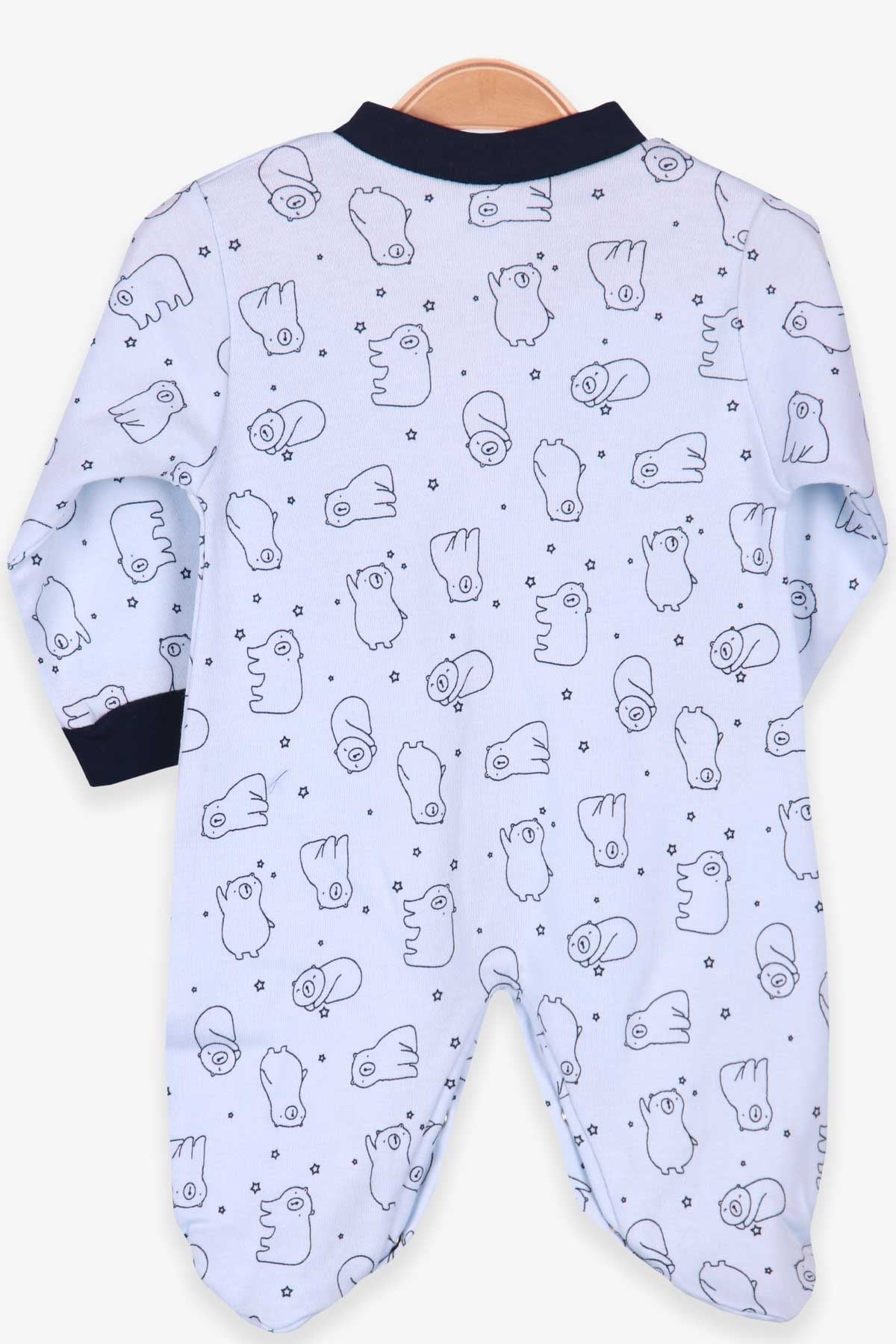 Breeze Erkek Bebek Tulum Ayıcıklı Şapkalı Set Bebe Mavisi (0-3 Ay-4 Ay)