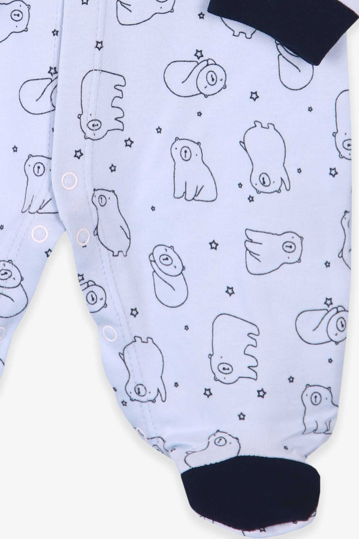 Breeze Erkek Bebek Tulum Ayıcıklı Şapkalı Set Bebe Mavisi (0-3 Ay-4 Ay)