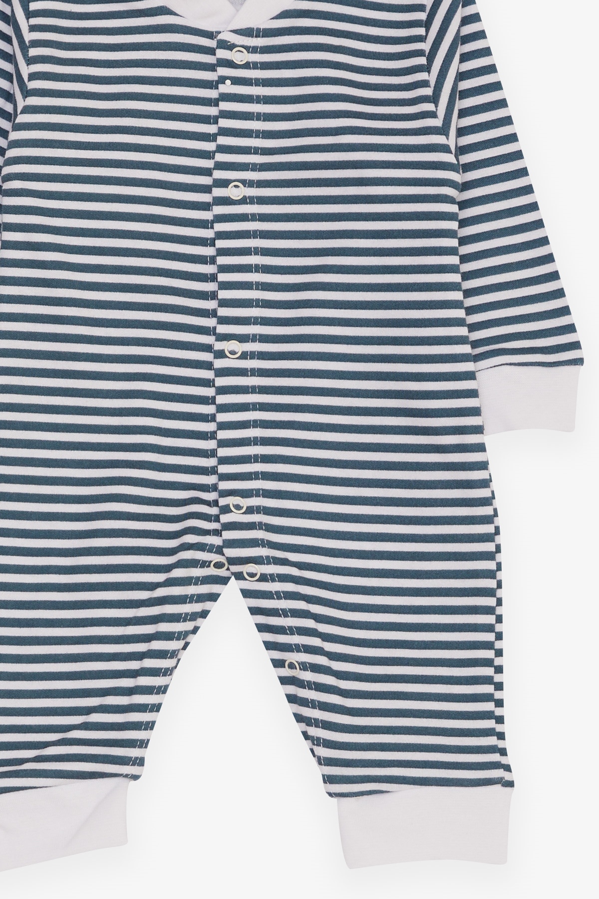 Breeze Erkek Bebek Tulum Çizgili Desenli Petrol Mavisi (0-3 Ay-6 Ay)