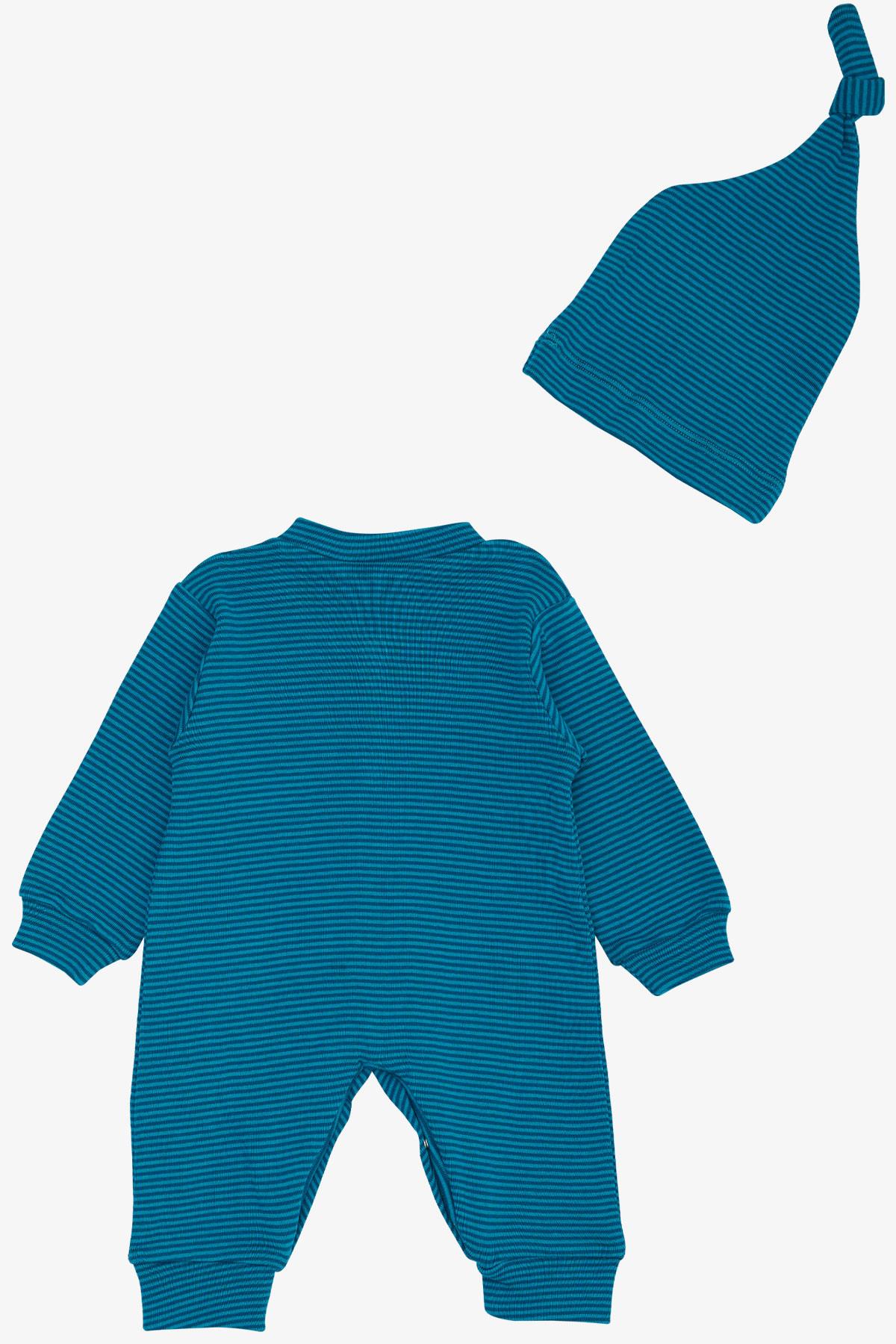 Breeze Erkek Bebek Tulum Çizgili İndigo (0-6 Ay)