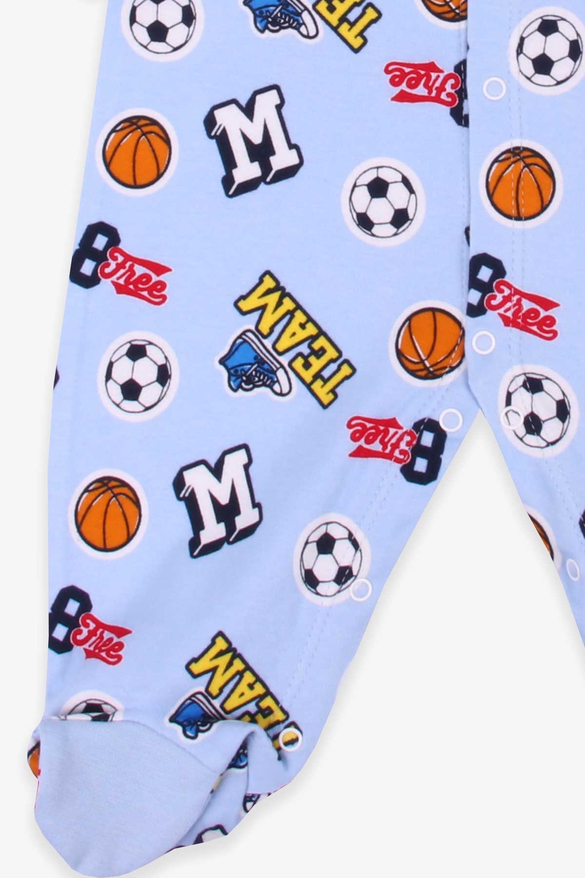 Breeze Erkek Bebek Tulum Desenli Şapkalı Set Açık Mavi (0-3-6 Ay)
