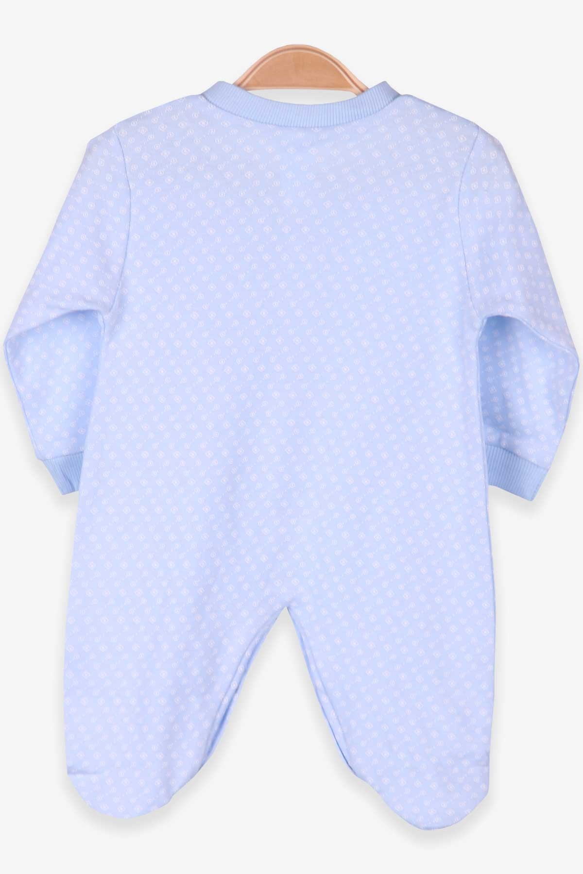 Breeze Erkek Bebek Tulum Desenli Şapkalı Set Buz Mavisi (0-3 Ay-4 Ay)