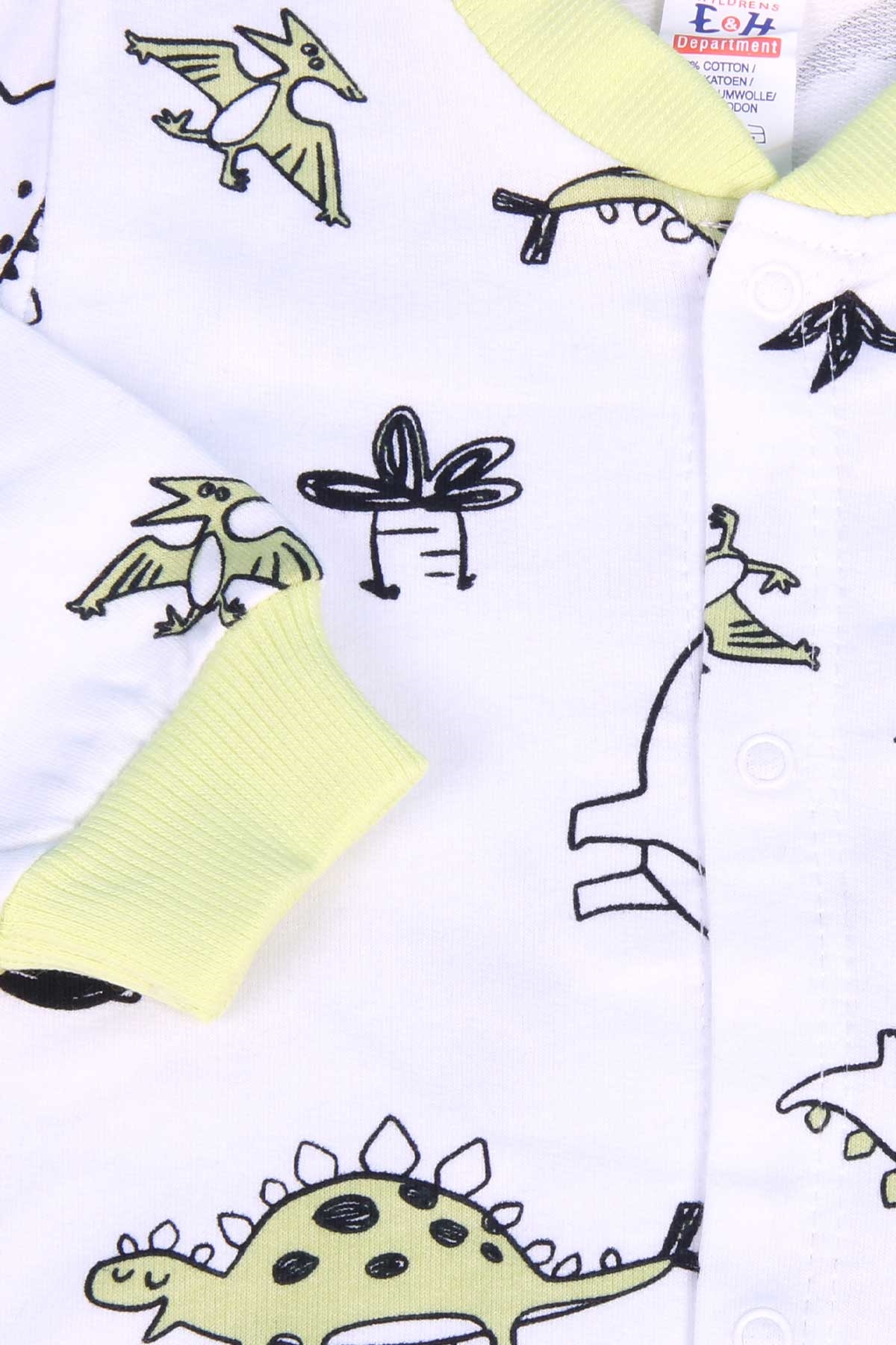 Breeze Erkek Bebek Tulum Dinazor Desenli Şapkalı Set Beyaz (0-3 Ay-6 Ay)