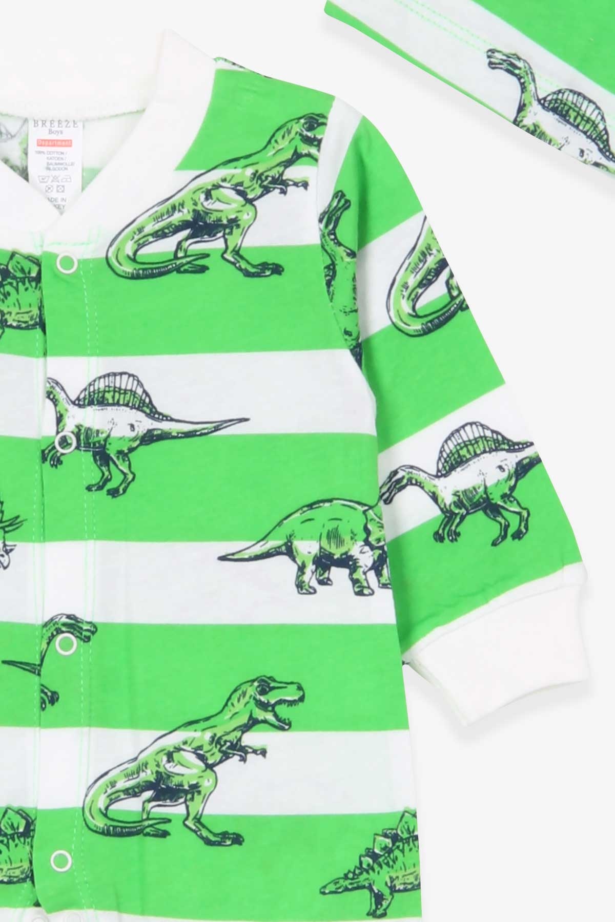 Breeze Erkek Bebek Tulum Dinozor Desenli Karışık Renk (0-3 Ay-6 Ay)