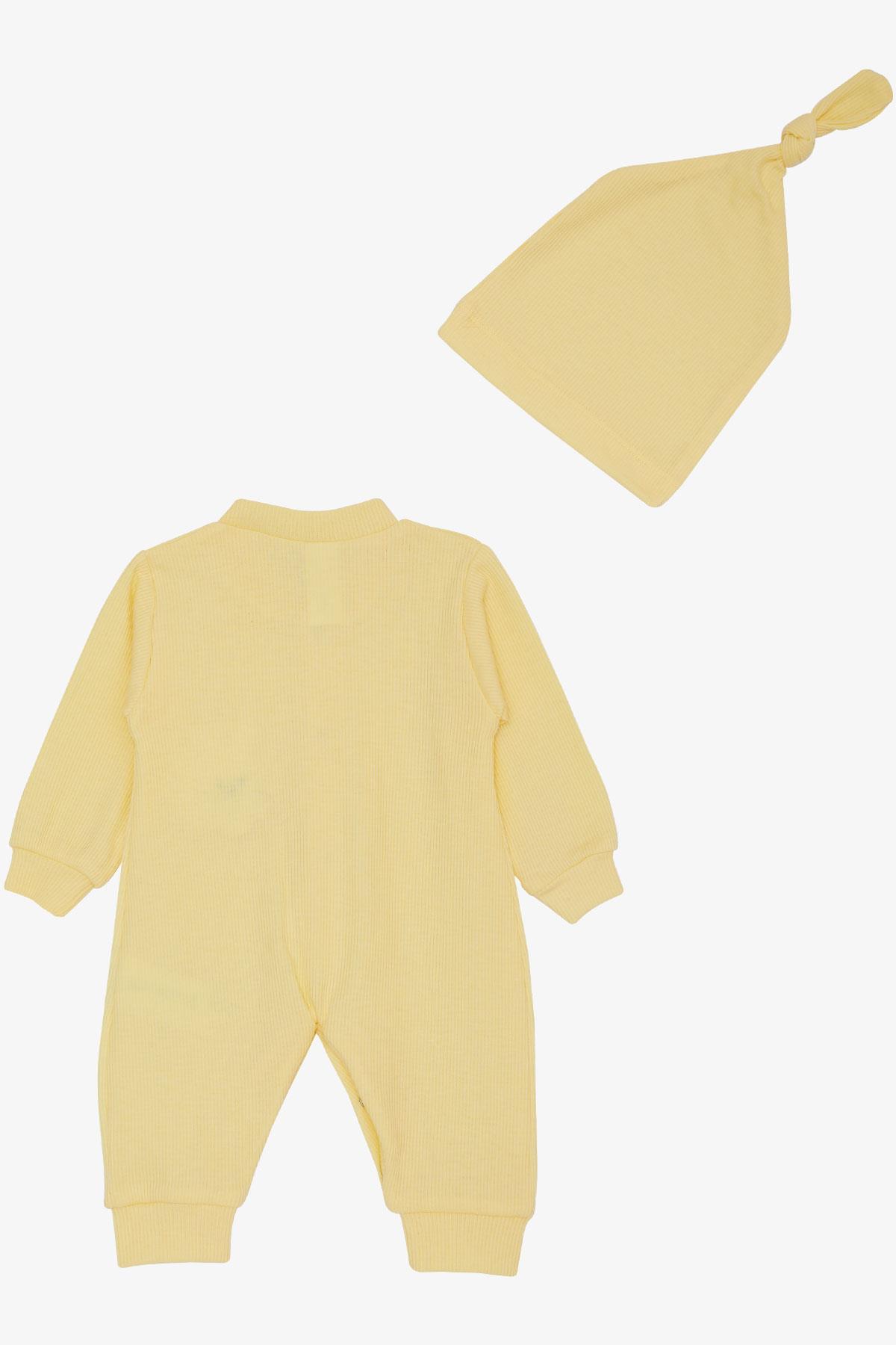 Breeze Erkek Bebek Tulum Fitilli Sevimli Tavşancık Nakışlı Sarı (0-6 Ay)