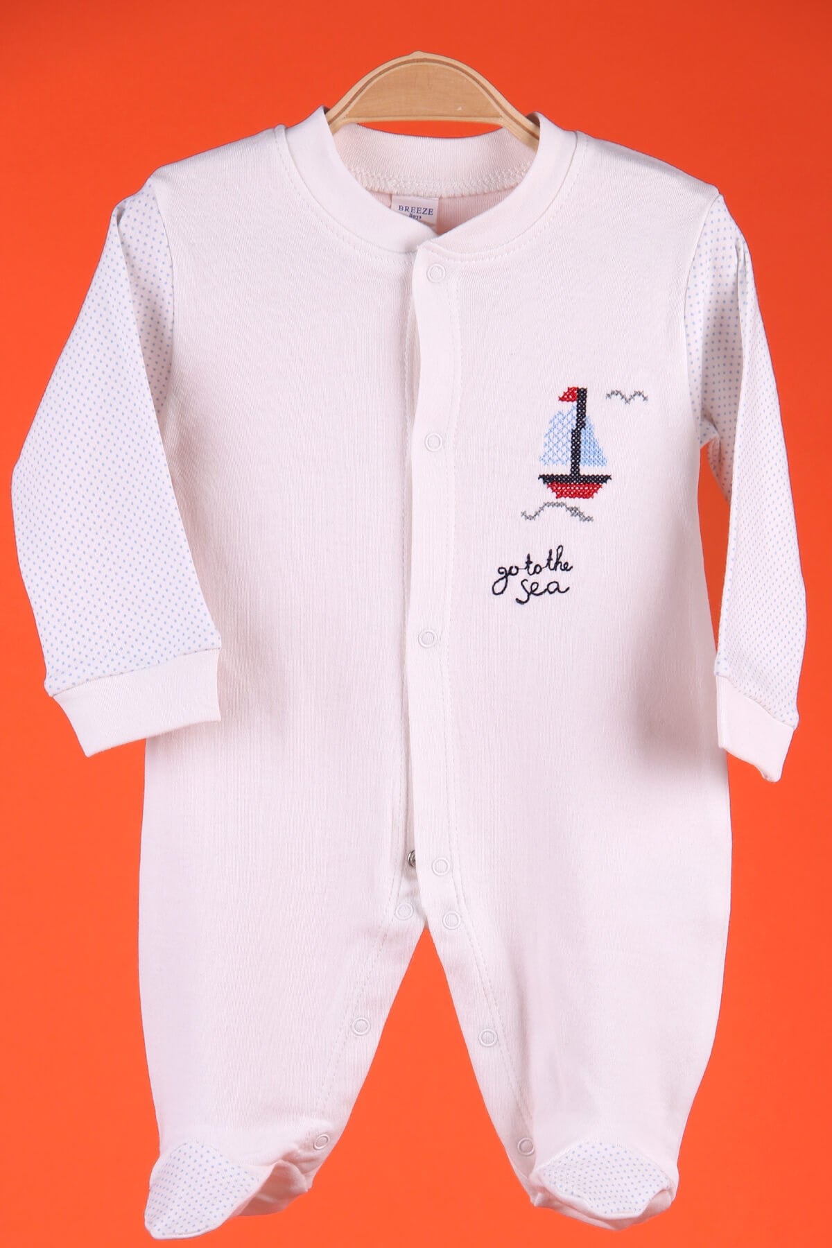 Breeze Erkek Bebek Tulum Gemi Kaniviçeli Ekru (0-3 Ay-4 Ay)