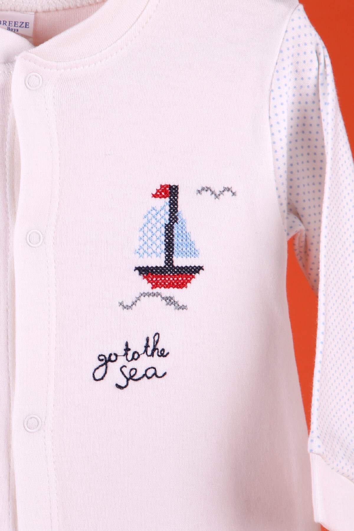 Breeze Erkek Bebek Tulum Gemi Kaniviçeli Ekru (0-3 Ay-4 Ay)