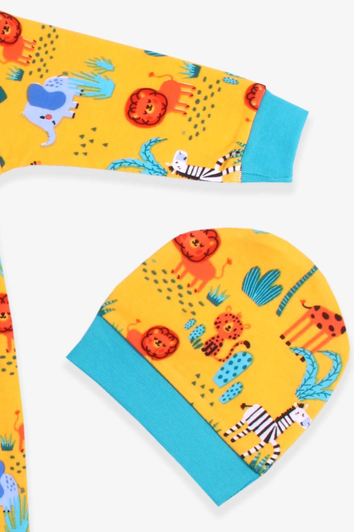 Breeze Erkek Bebek Tulum Hayvan Temalı Hardal Sarı (0-3 Ay-6 Ay)