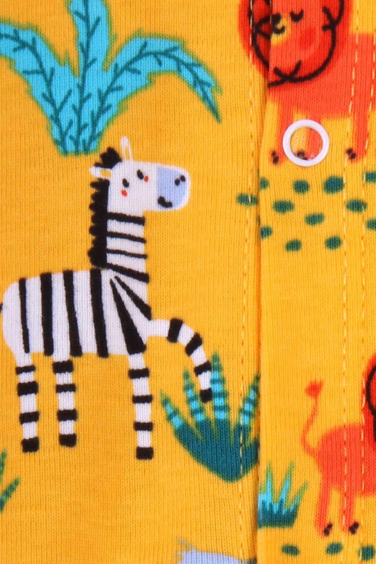 Breeze Erkek Bebek Tulum Hayvan Temalı Hardal Sarı (0-3 Ay-6 Ay)