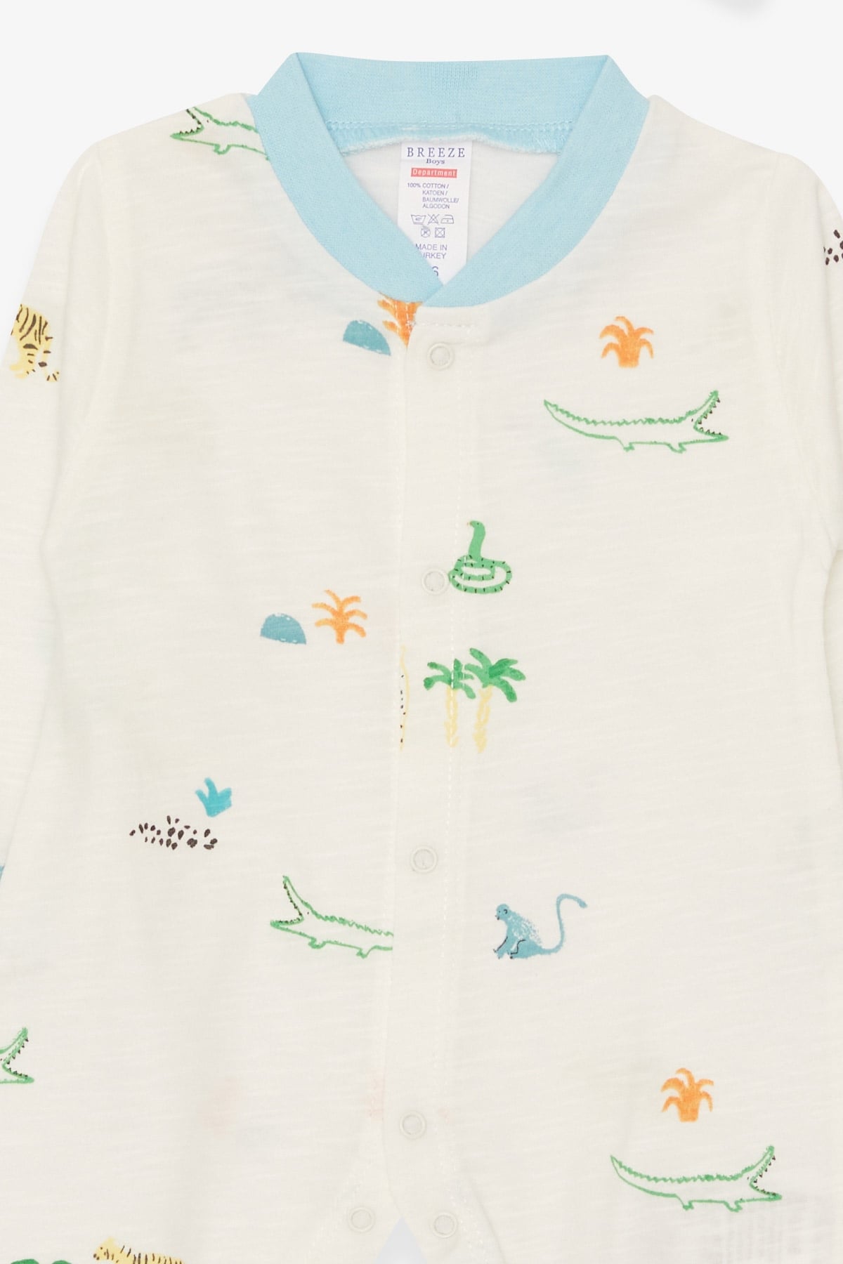 Breeze Erkek Bebek Tulum Hayvanlar Alemi Temalı Ekru (0-3 Ay-6 Ay)