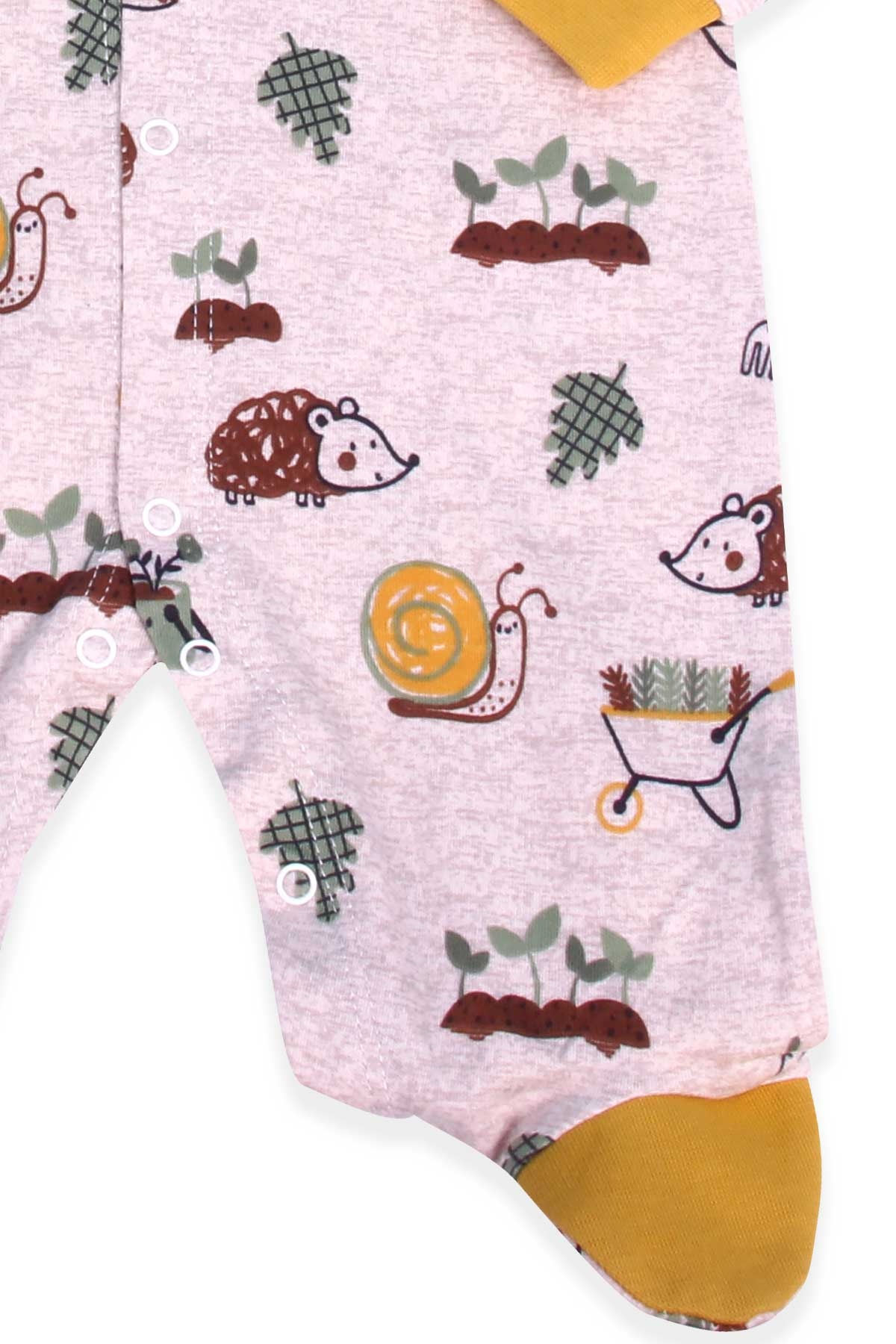 Breeze Erkek Bebek Tulum Kirpi Desenli Şapkalı Set Kahverengi (0-3-6 Ay)