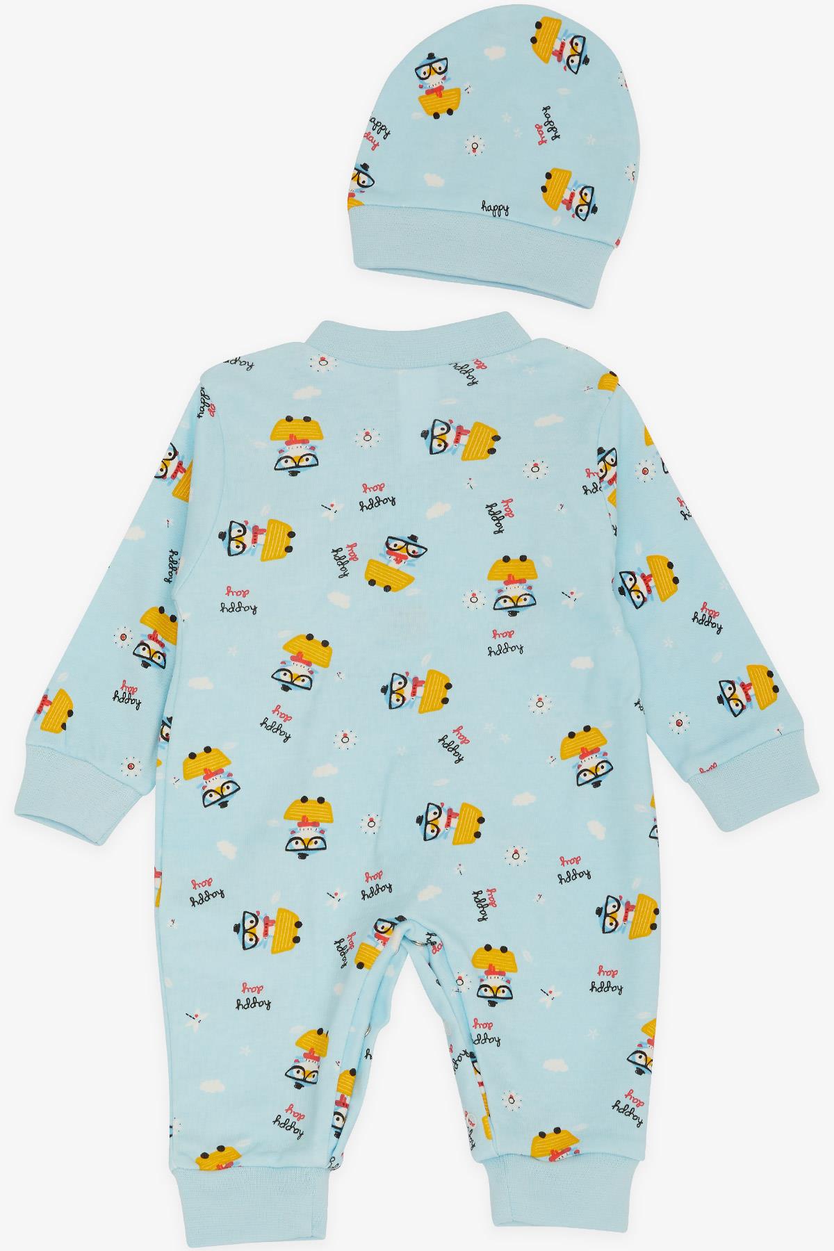 Breeze Erkek Bebek Tulum Muıtlu Penguencik Desenli Açık Mavi (0-3 Ay-6 Ay)