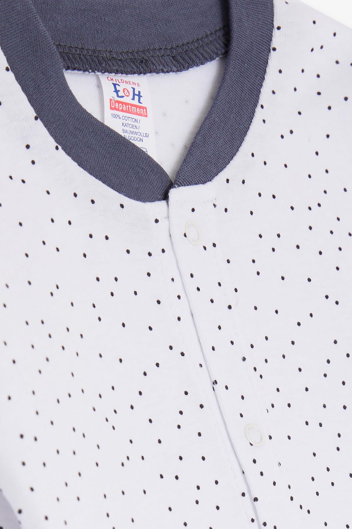 Breeze Erkek Bebek Tulum Puantiye Desenli Beyaz (0-6 Ay)