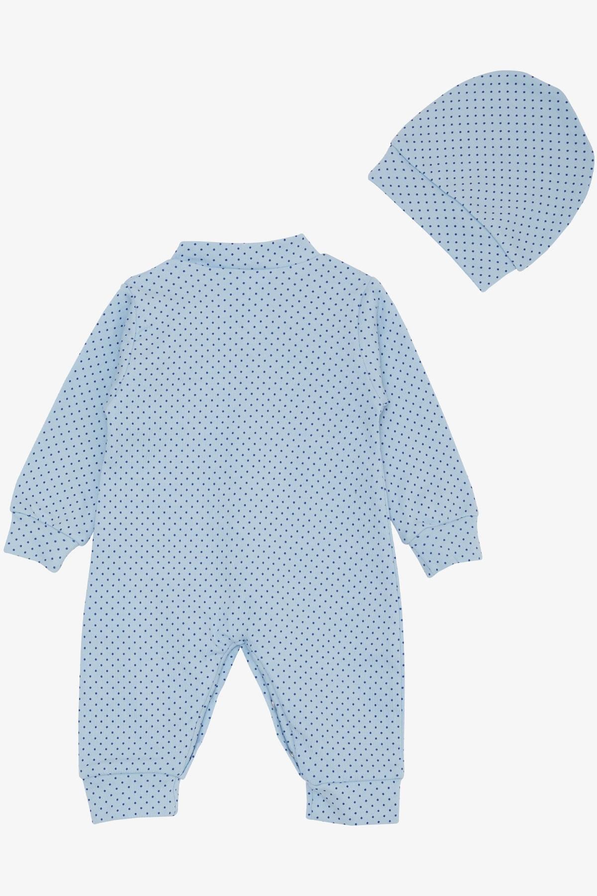 Breeze Erkek Bebek Tulum Puantiye Desenli Açık Mavi (0-6 Ay)