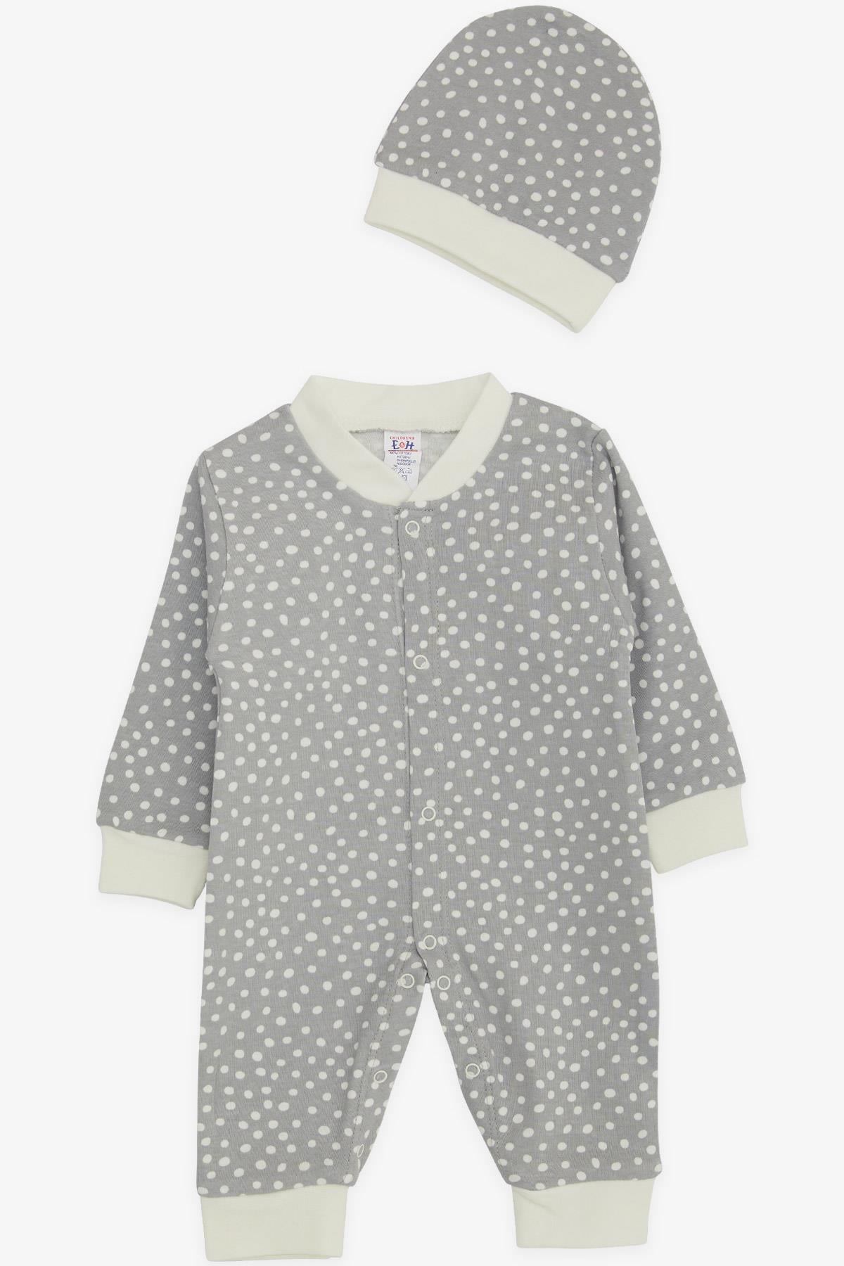 Breeze Erkek Bebek Tulum Puantiye Desenli Gri (0-3 Ay-6 Ay)