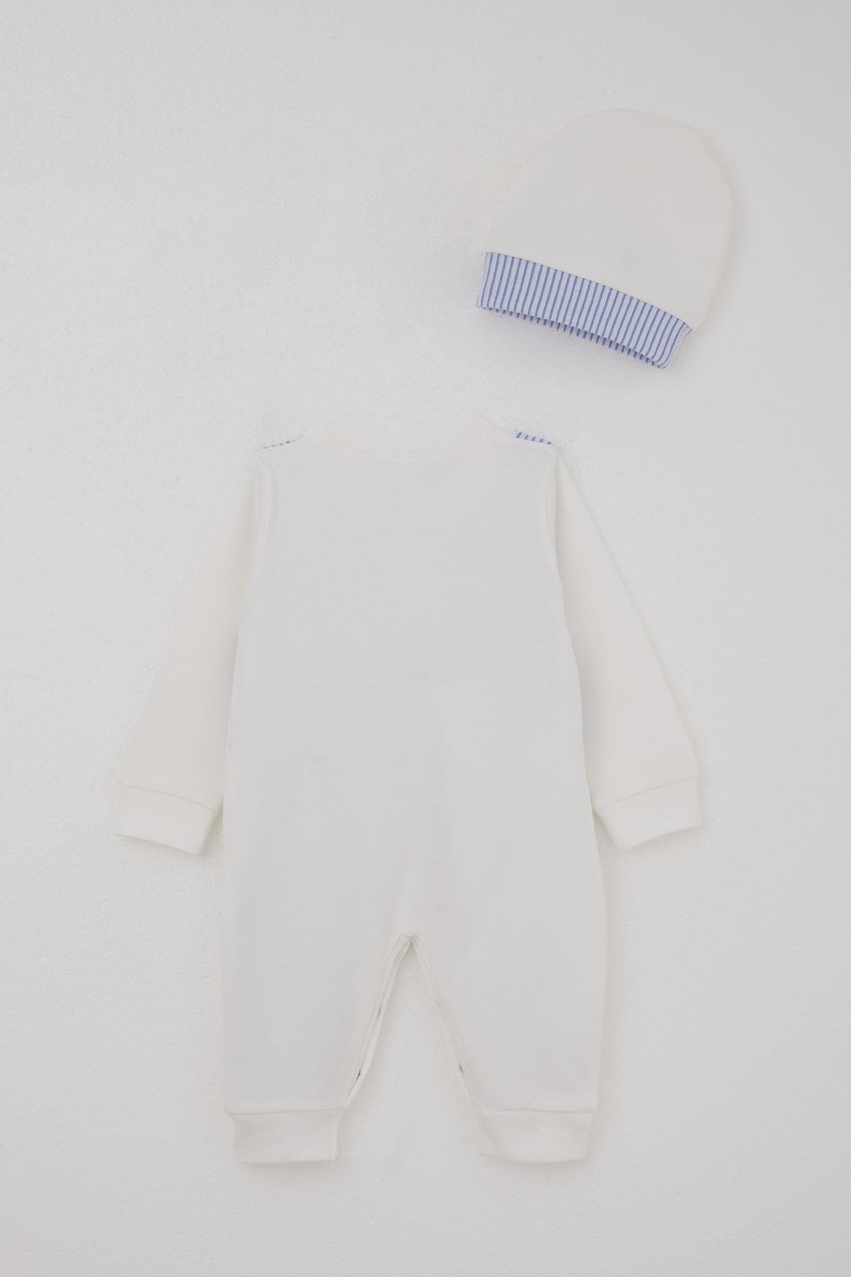 Breeze Erkek Bebek Tulum Sabit Papyonlu Yelekli Beyaz (0-6 Ay)