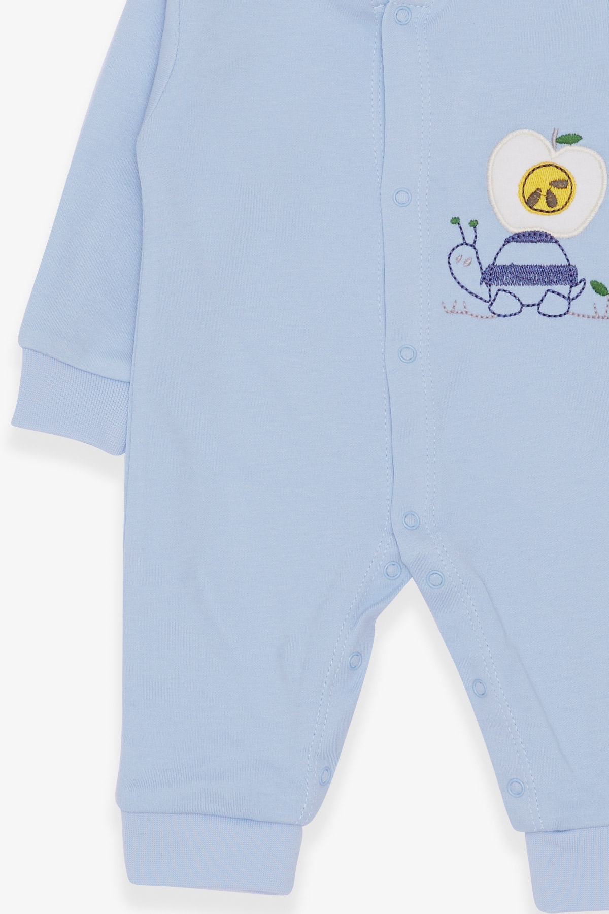 Breeze Erkek Bebek Tulum Salyangoz Nakışlı Açık Mavi (0-3 Ay-6 Ay)