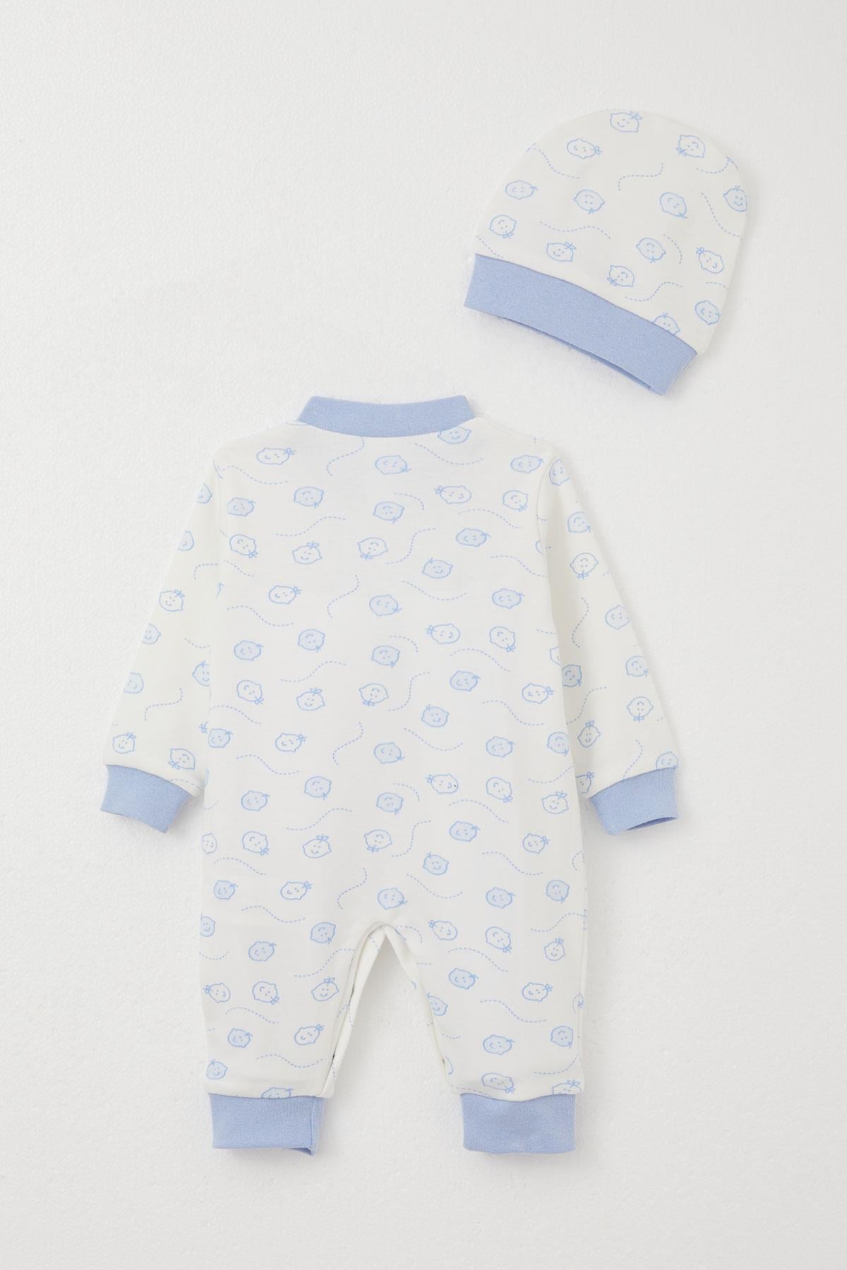 Breeze Erkek Bebek Tulum Sevimli Bebek Desenli Beyaz (0-6 Ay)