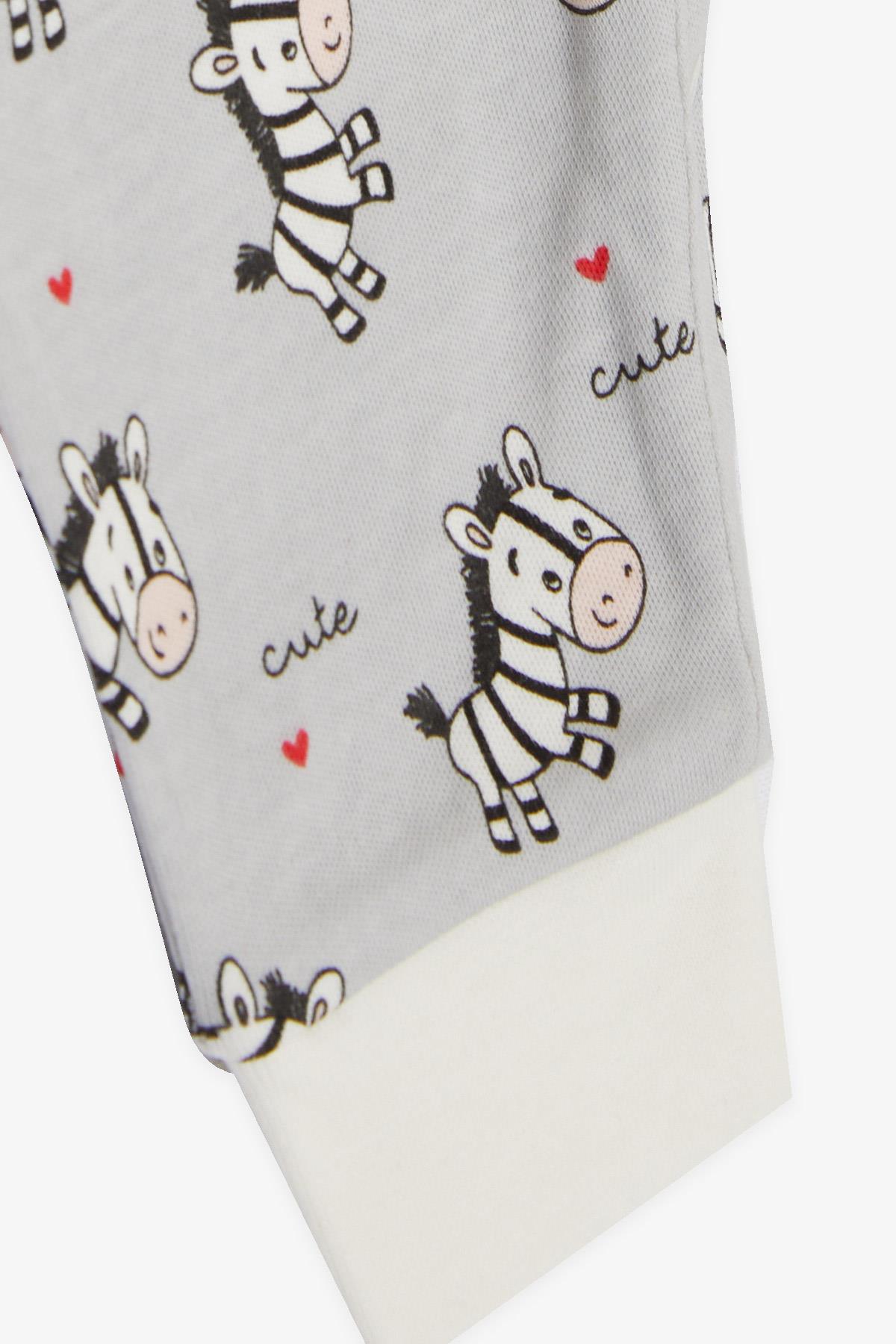 Breeze Erkek Bebek Tulum Sevimli Zebra Desenli Gri (0-3 Ay-6 Ay)