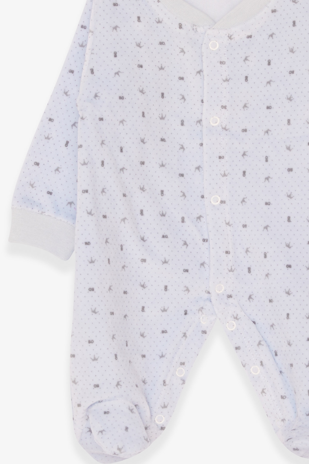 Breeze Erkek Bebek Tulum Taç Desenli Bebe Mavisi (0-3 Ay-6 Ay)