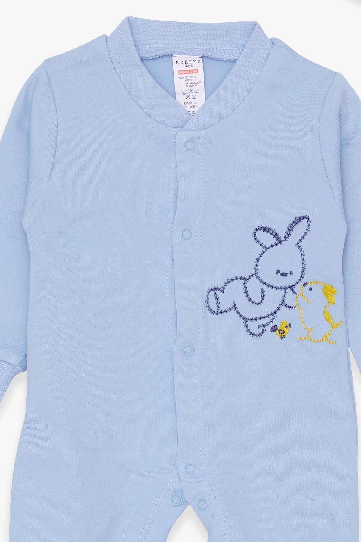Breeze Erkek Bebek Tulum Tavşancık Nakışlı Açık Mavi (0-3 Ay-6 Ay)