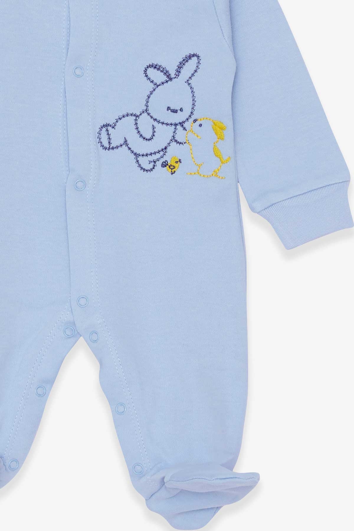 Breeze Erkek Bebek Tulum Tavşancık Nakışlı Açık Mavi (0-3 Ay-6 Ay)