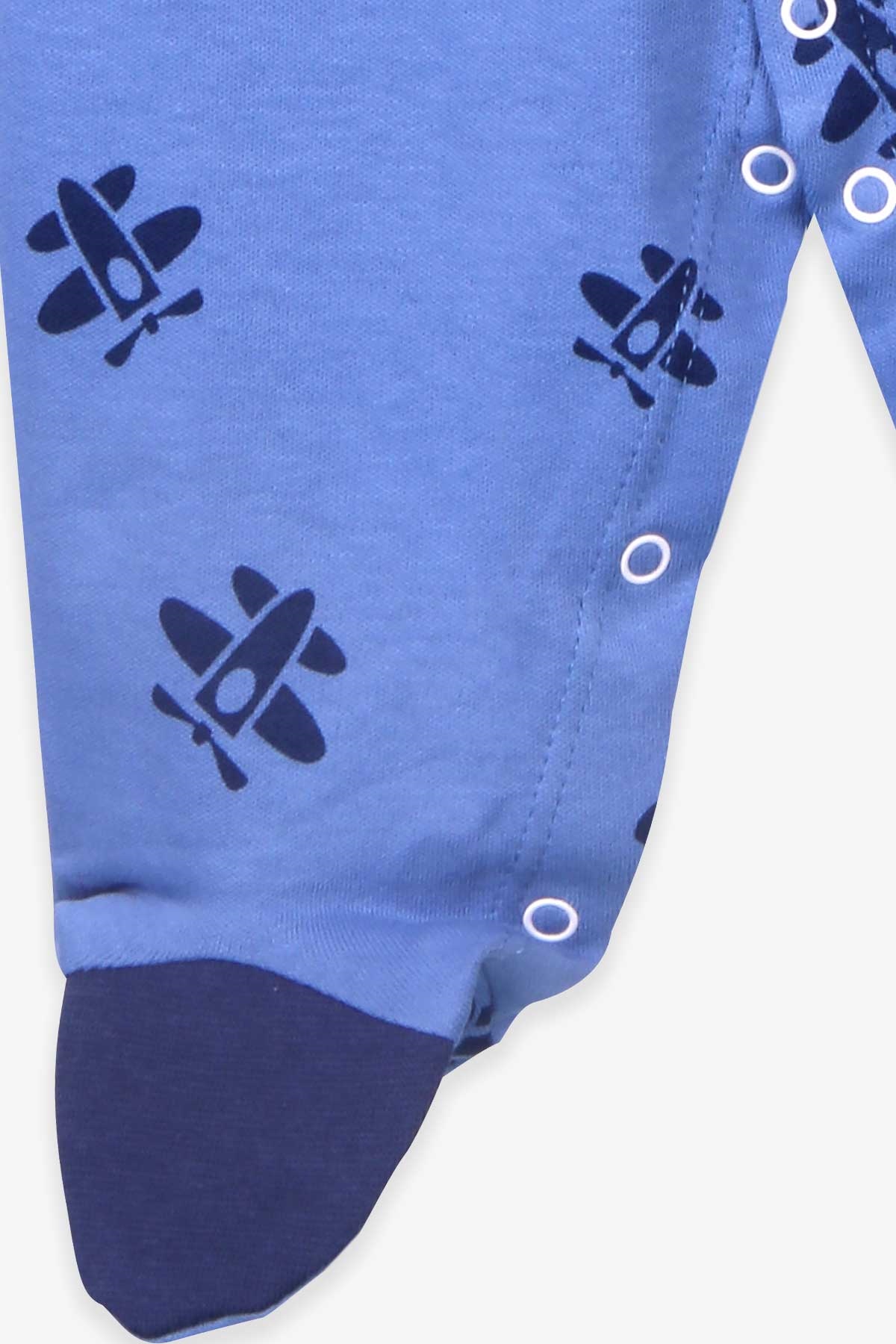 Breeze Erkek Bebek Tulum Uçak Desenli Şapkalı Set Mavi (0-3-6 Ay)