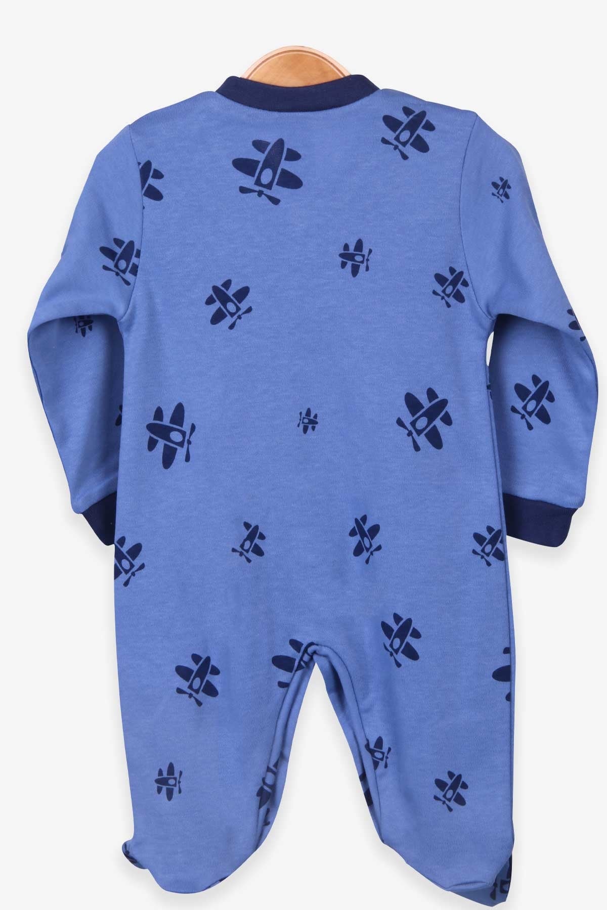 Breeze Erkek Bebek Tulum Uçak Desenli Şapkalı Set Mavi (0-3-6 Ay)