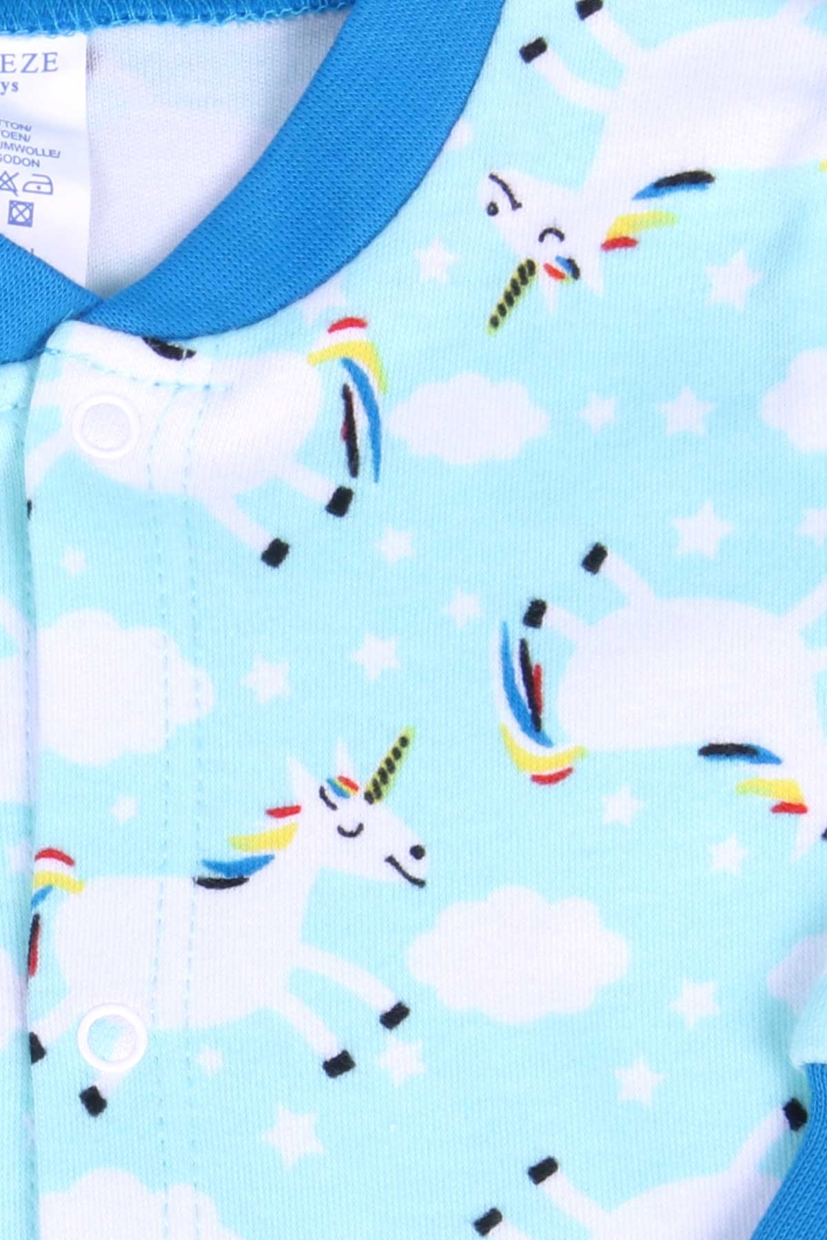 Breeze Erkek Bebek Tulum Unicorn Şapkalı Set Su Yeşili (0-3 Ay-6 Ay)