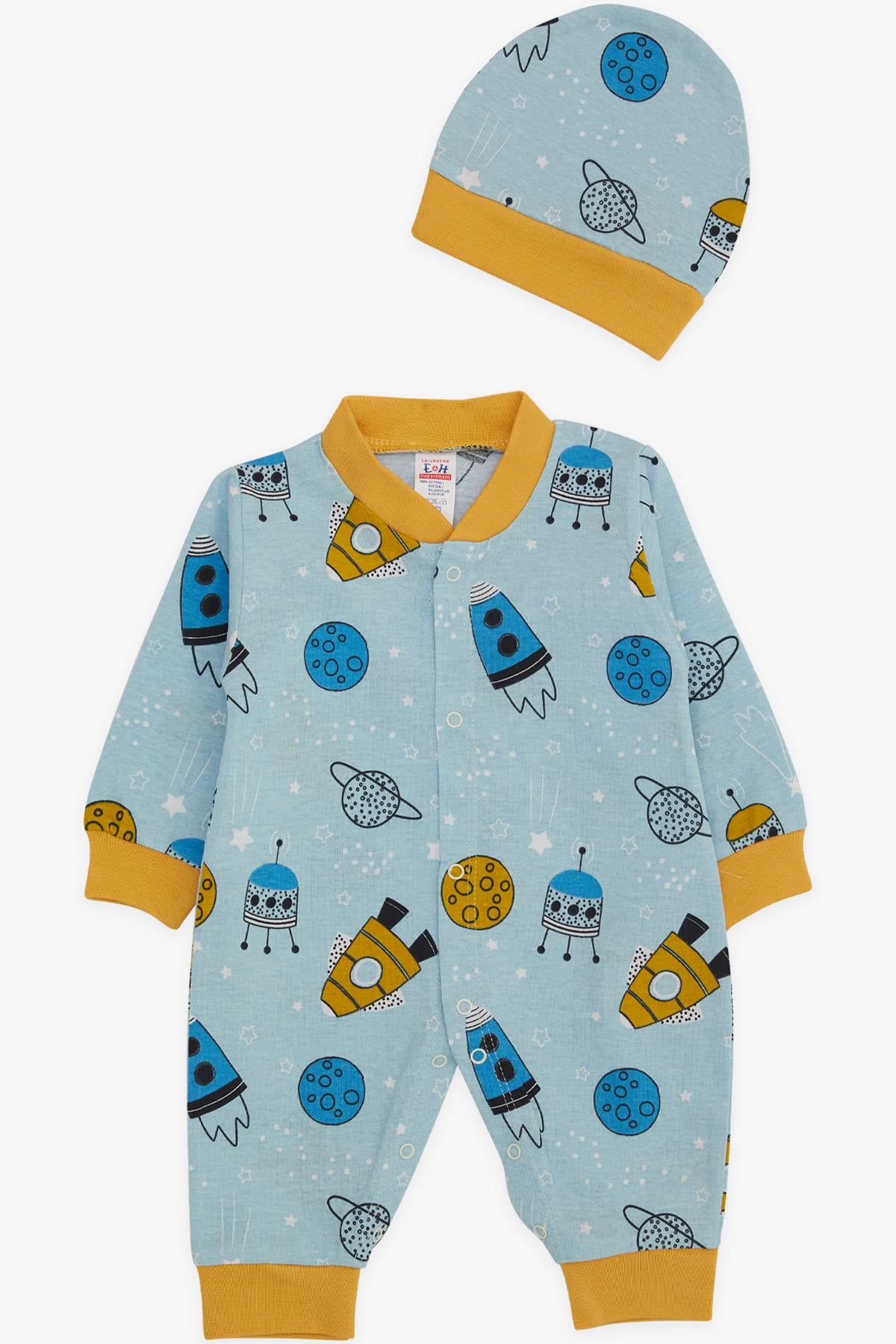Breeze Erkek Bebek Tulum Uzay Temalı Açık Mavi (0-3 Ay-6 Ay)