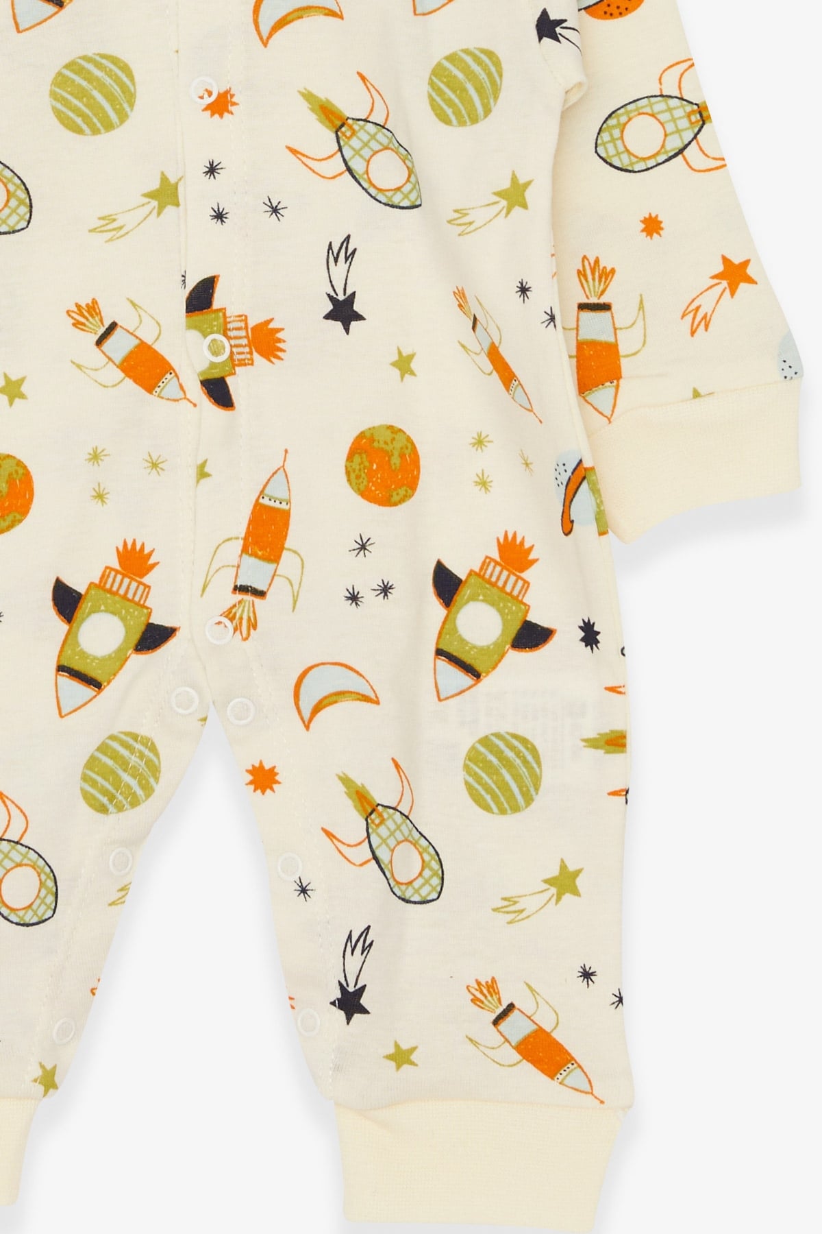 Breeze Erkek Bebek Tulum Uzay Temalı Krem (0-3 Ay-6 Ay)